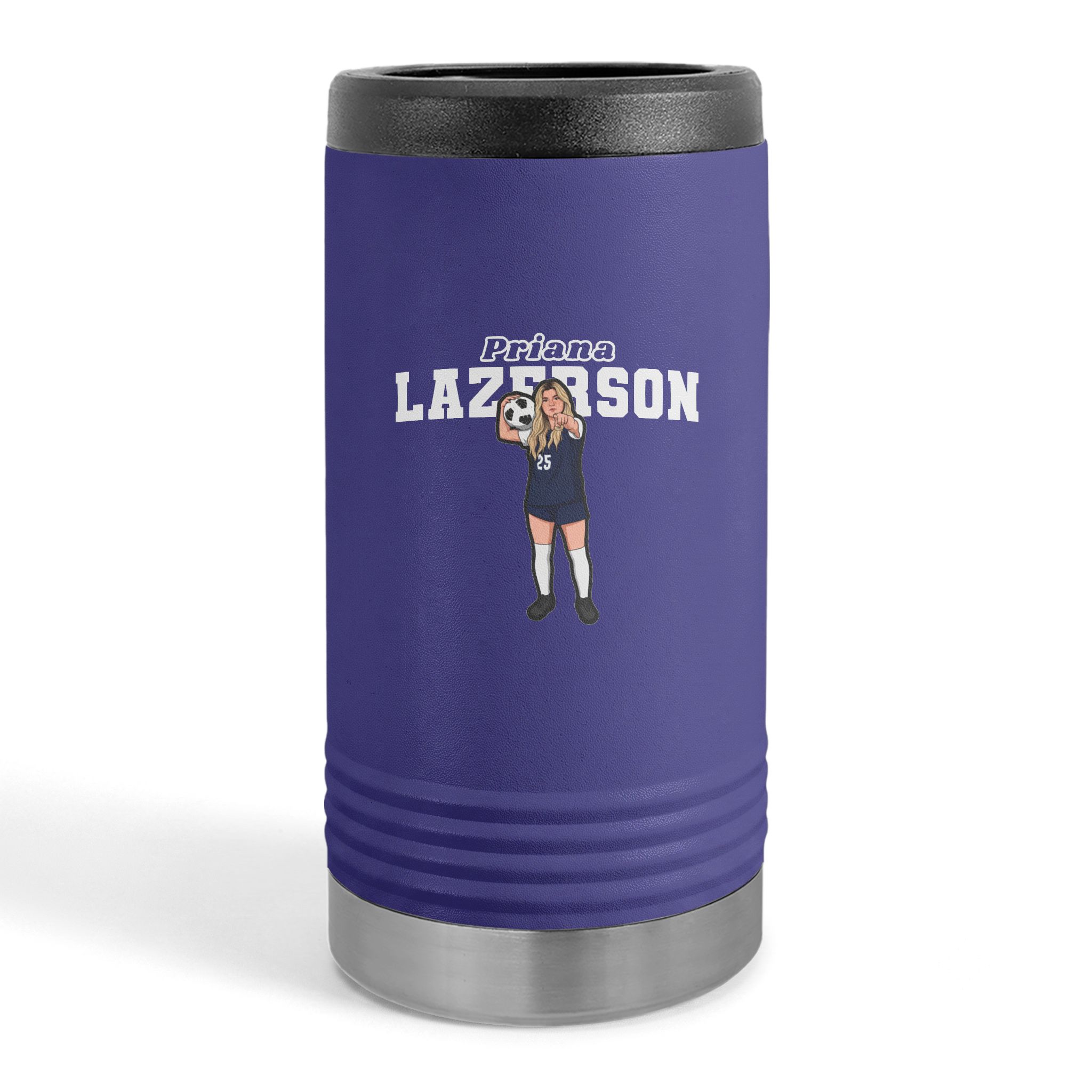 Slim Stainless Can Cooler — character_name_arch in Purple