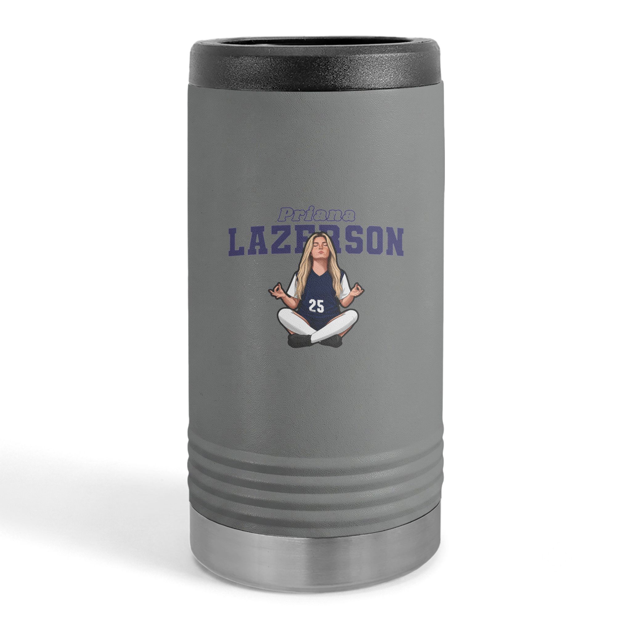 Slim Stainless Can Cooler — character_name_arch in Grey