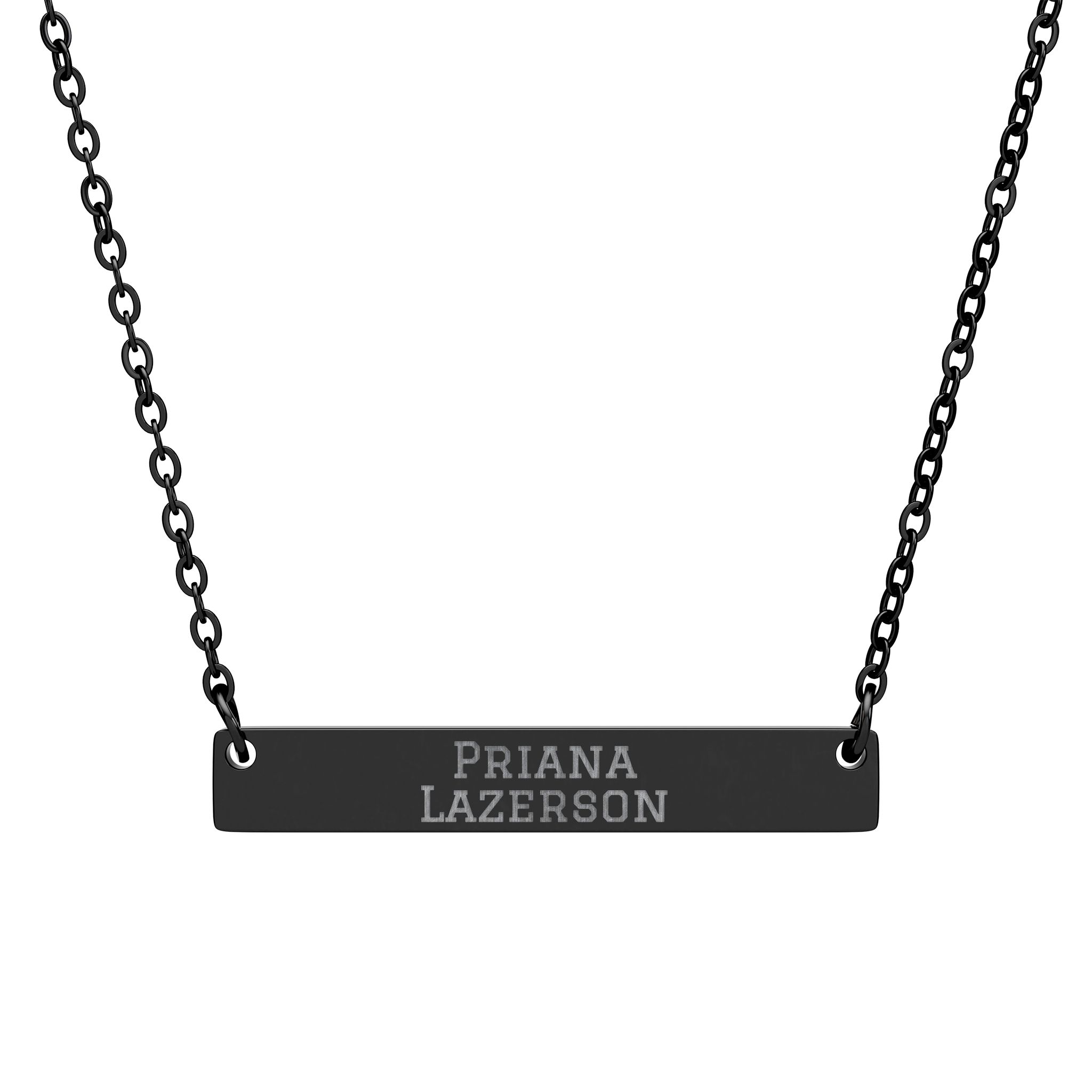 Engraved Bar Necklace — Classic in Black