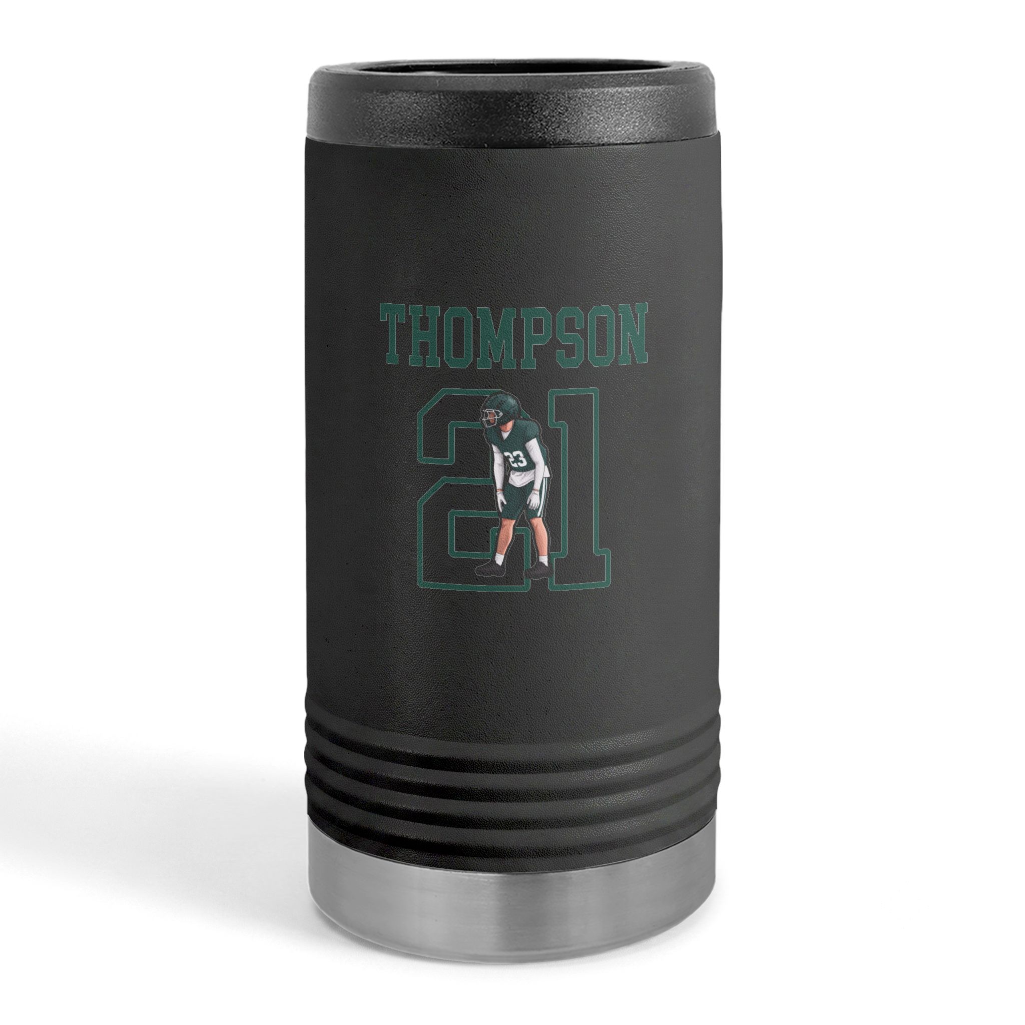 Slim Stainless Can Cooler — character_shirsey in Black