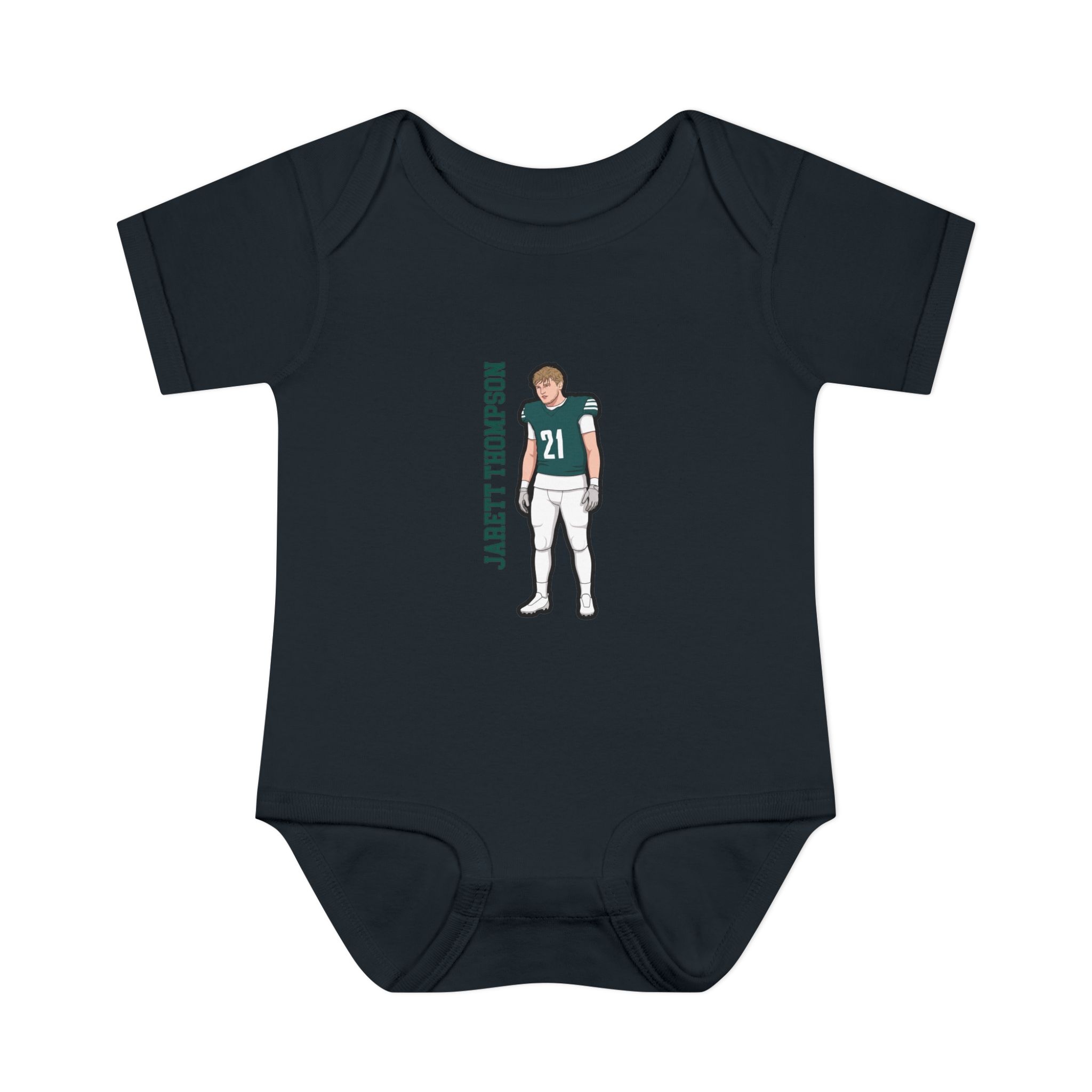 Baby Onesie — character_name_vertical in Black