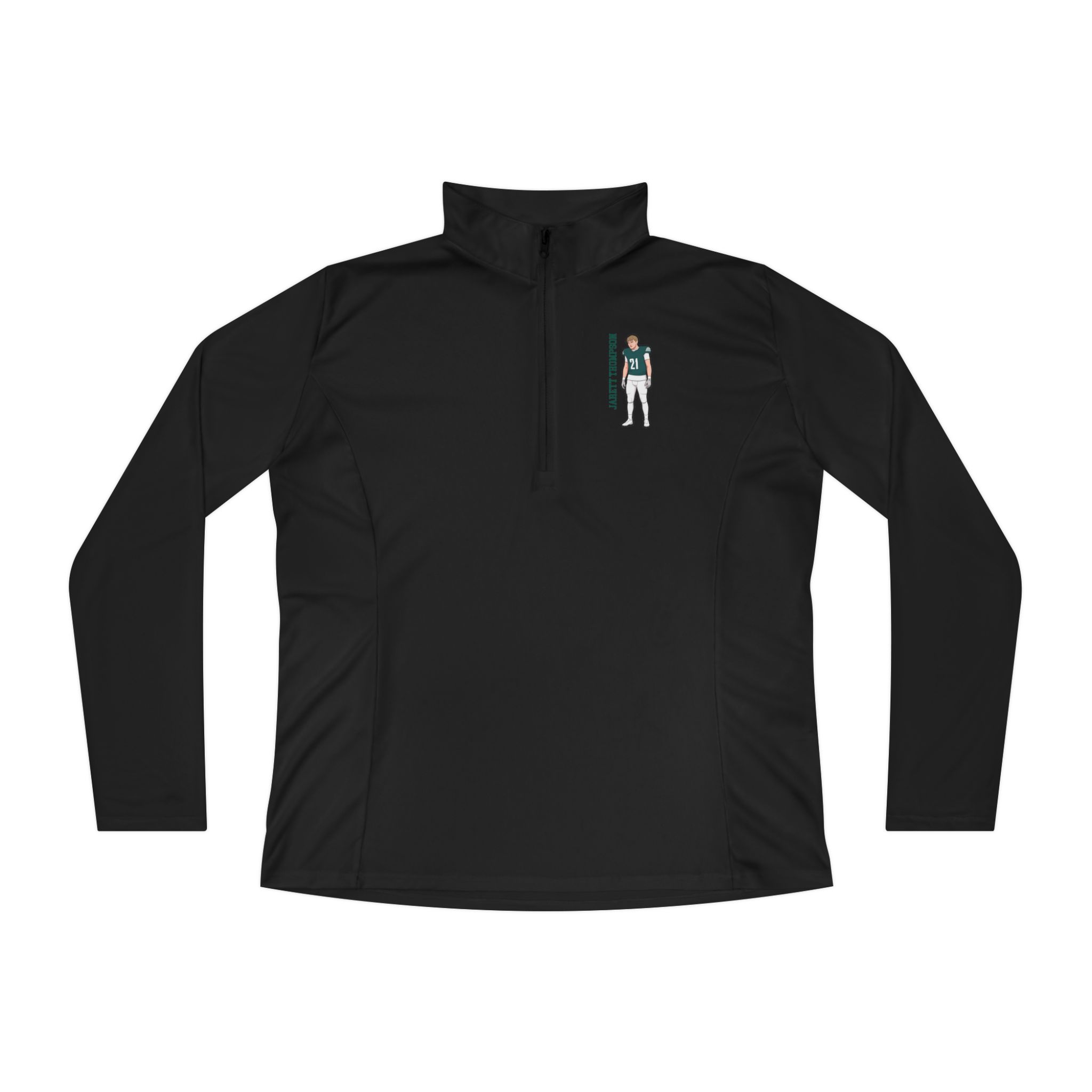 Women's Q-Zip Pullover — character_name_vertical in Black