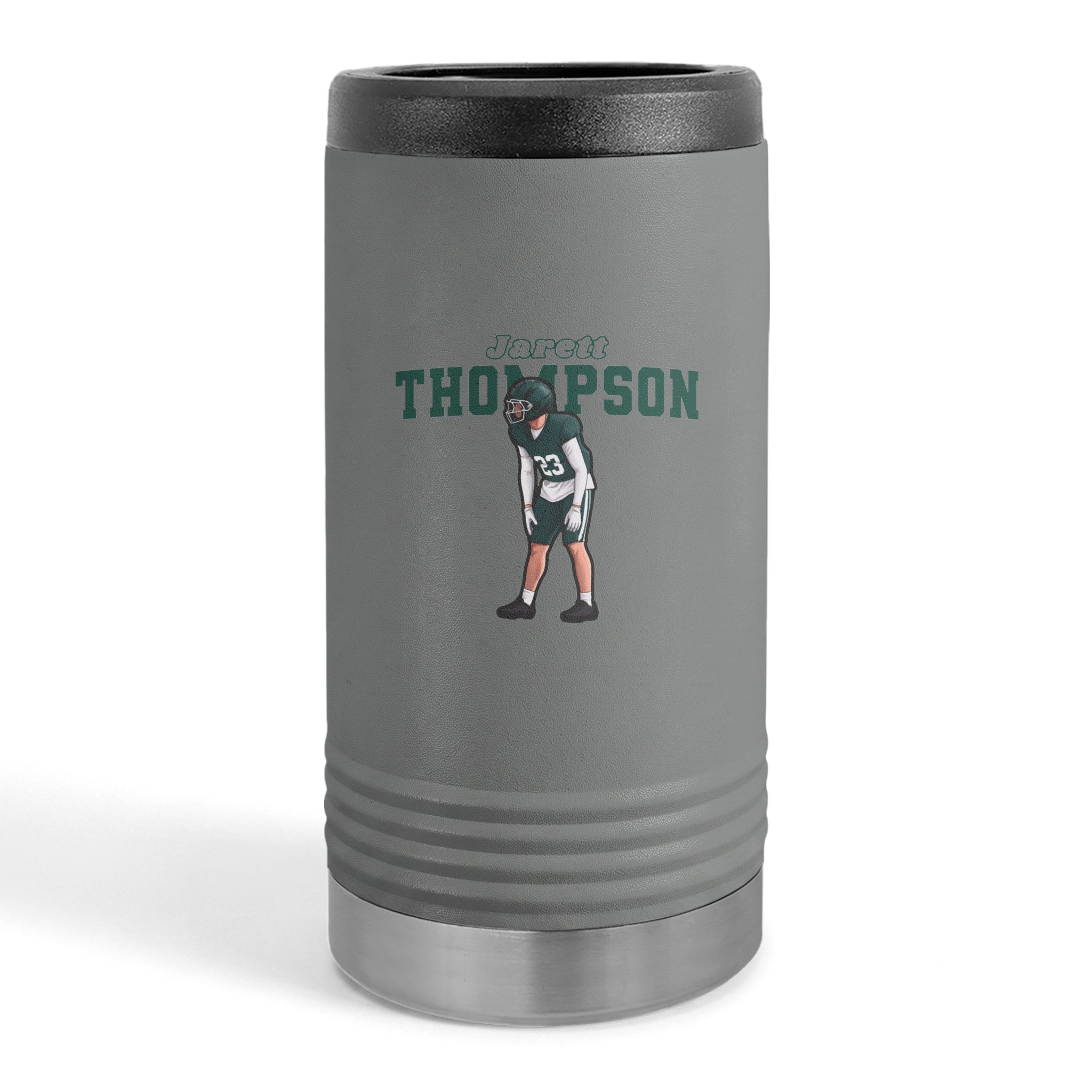 Slim Stainless Can Cooler — character_name_arch in Grey