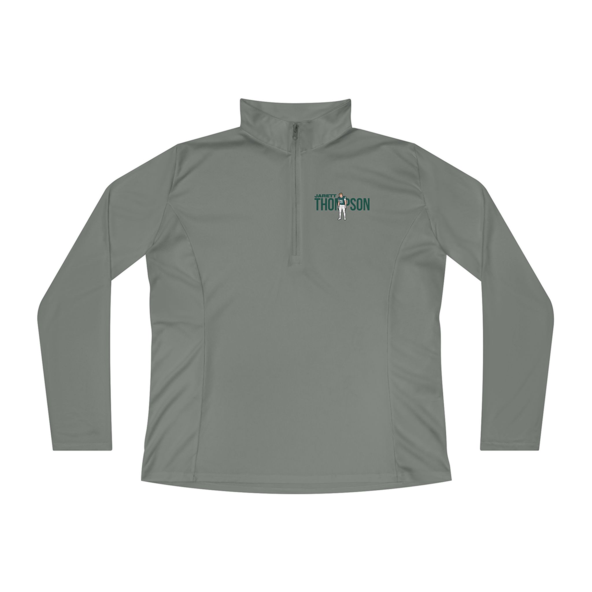Women's Q-Zip Pullover — character_player_name in Grey