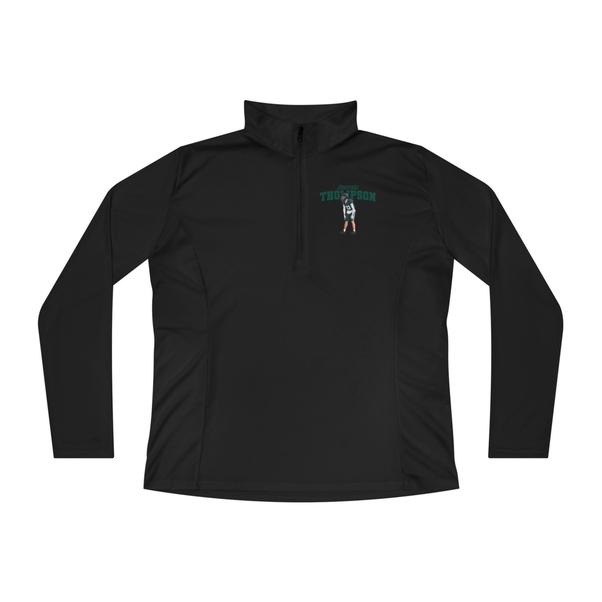 Women's Q-Zip Pullover — character_name_arch in Black