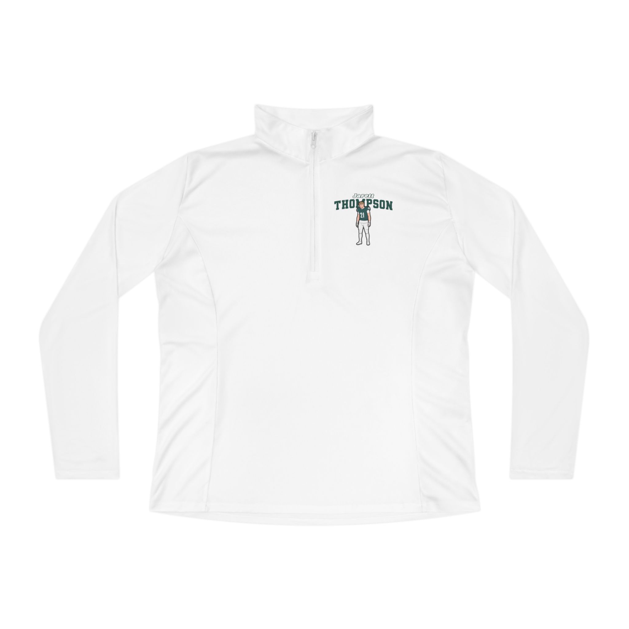 Women's Q-Zip Pullover — character_name_arch in White