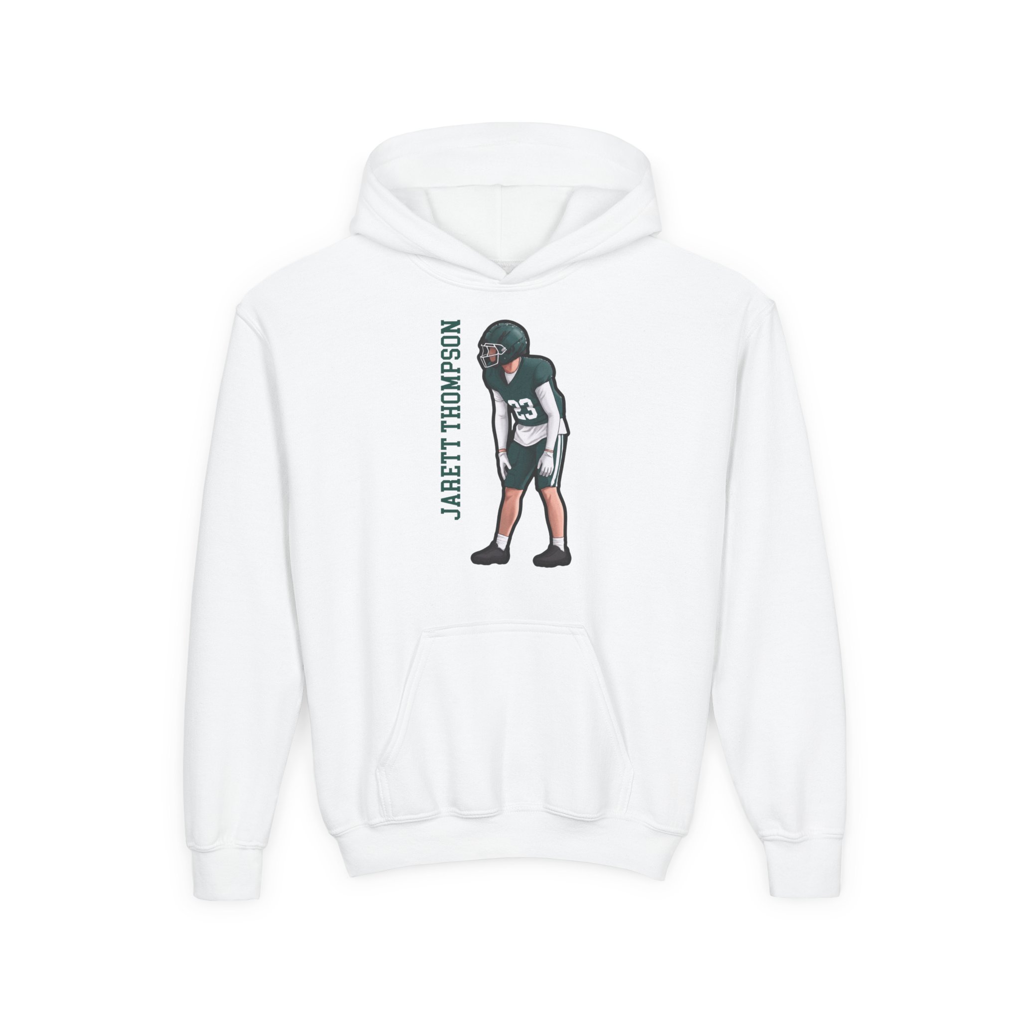 Youth Hoodie — character_name_vertical in White