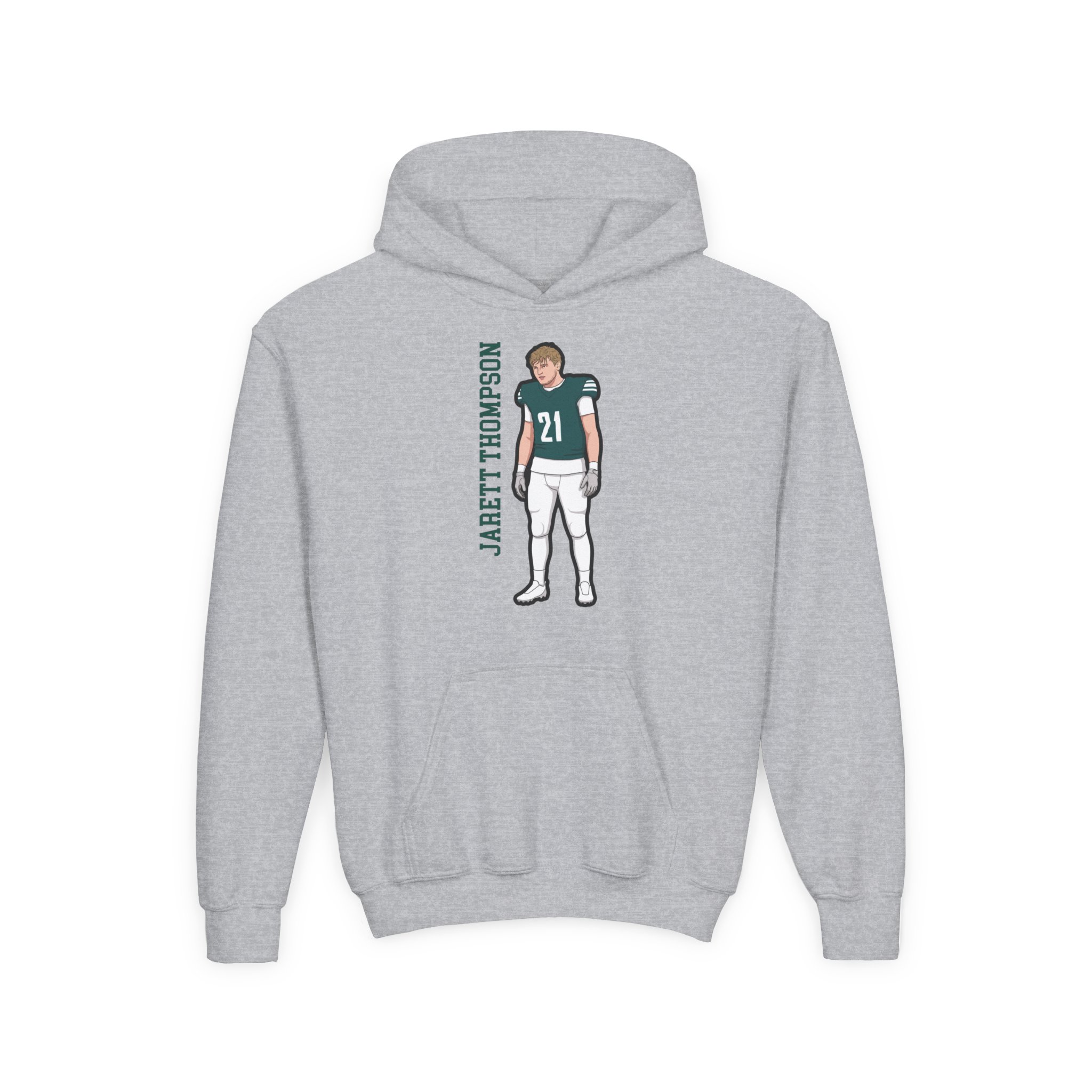 Youth Hoodie — character_name_vertical in Grey
