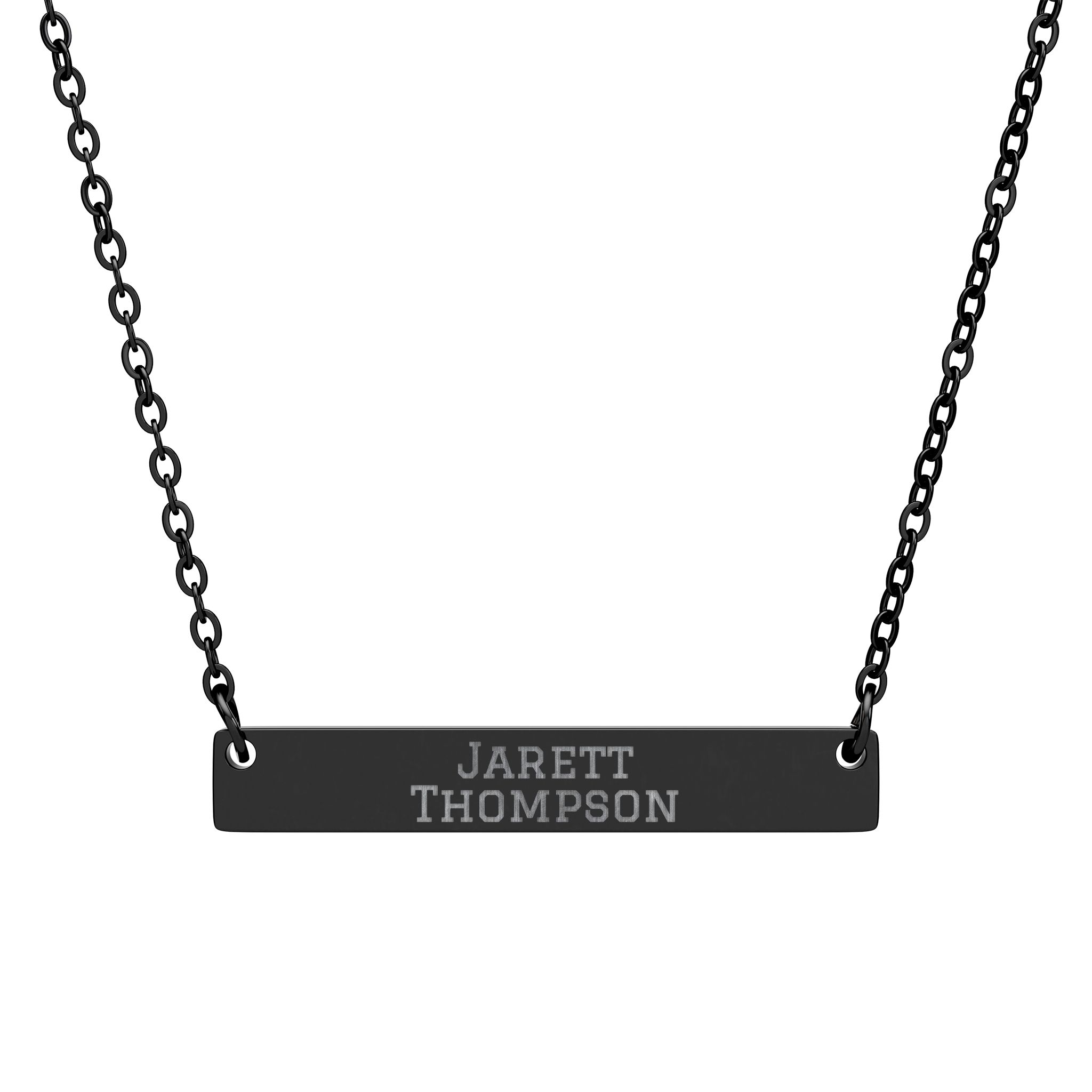 Engraved Bar Necklace — Classic in Black