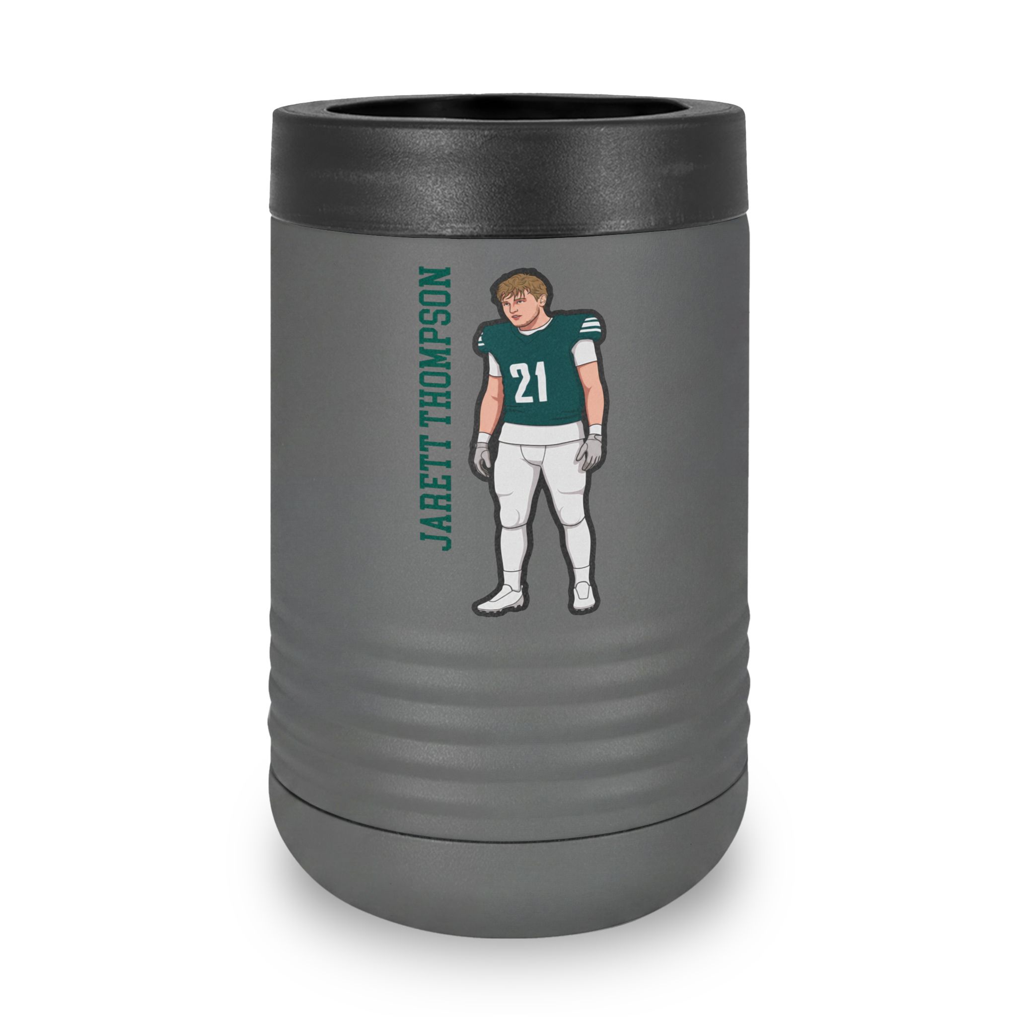 Stainless Can Cooler — character_name_vertical in Grey