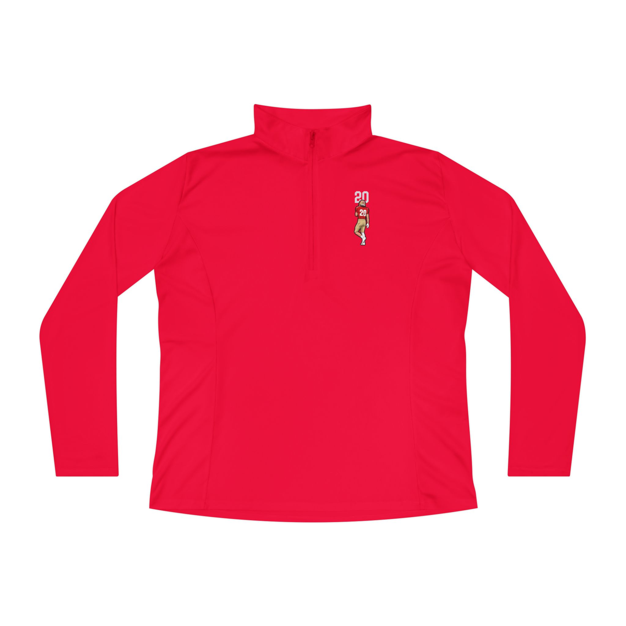Women's Q-Zip Pullover — character_number_top in Red