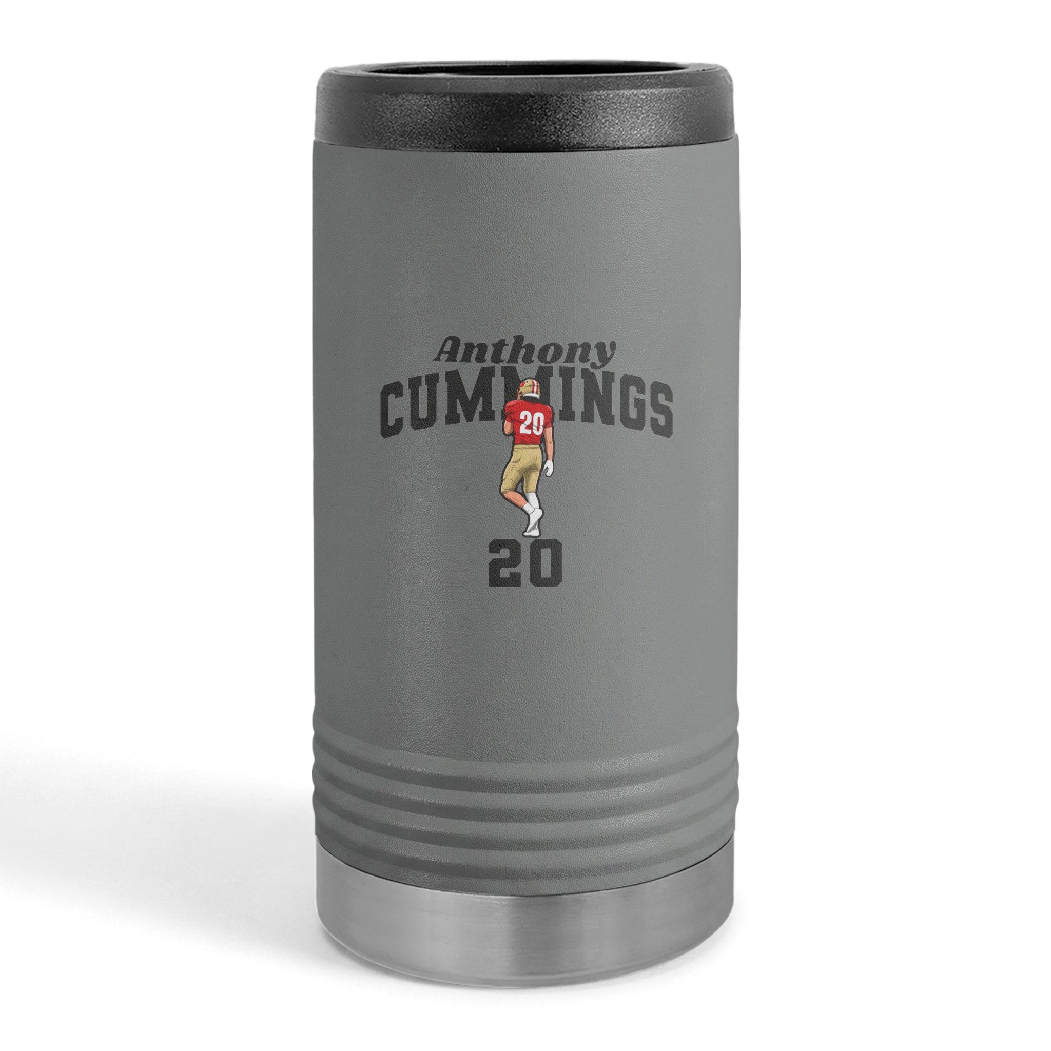 Slim Stainless Can Cooler — character_signature_arch in Grey