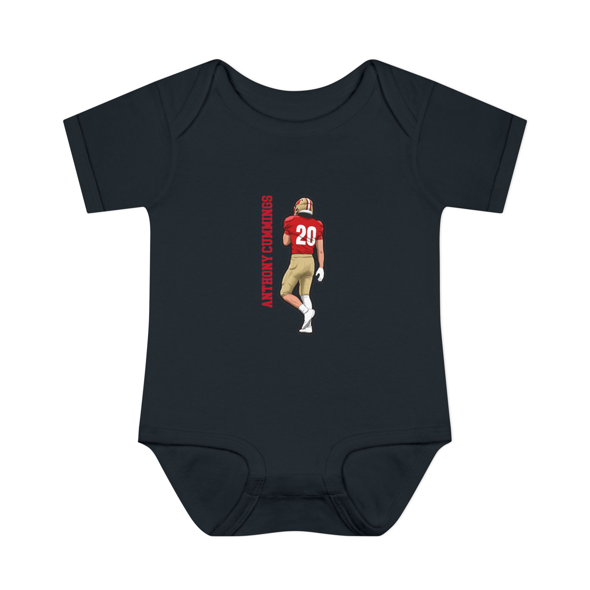 Baby Onesie — character_name_vertical in Black
