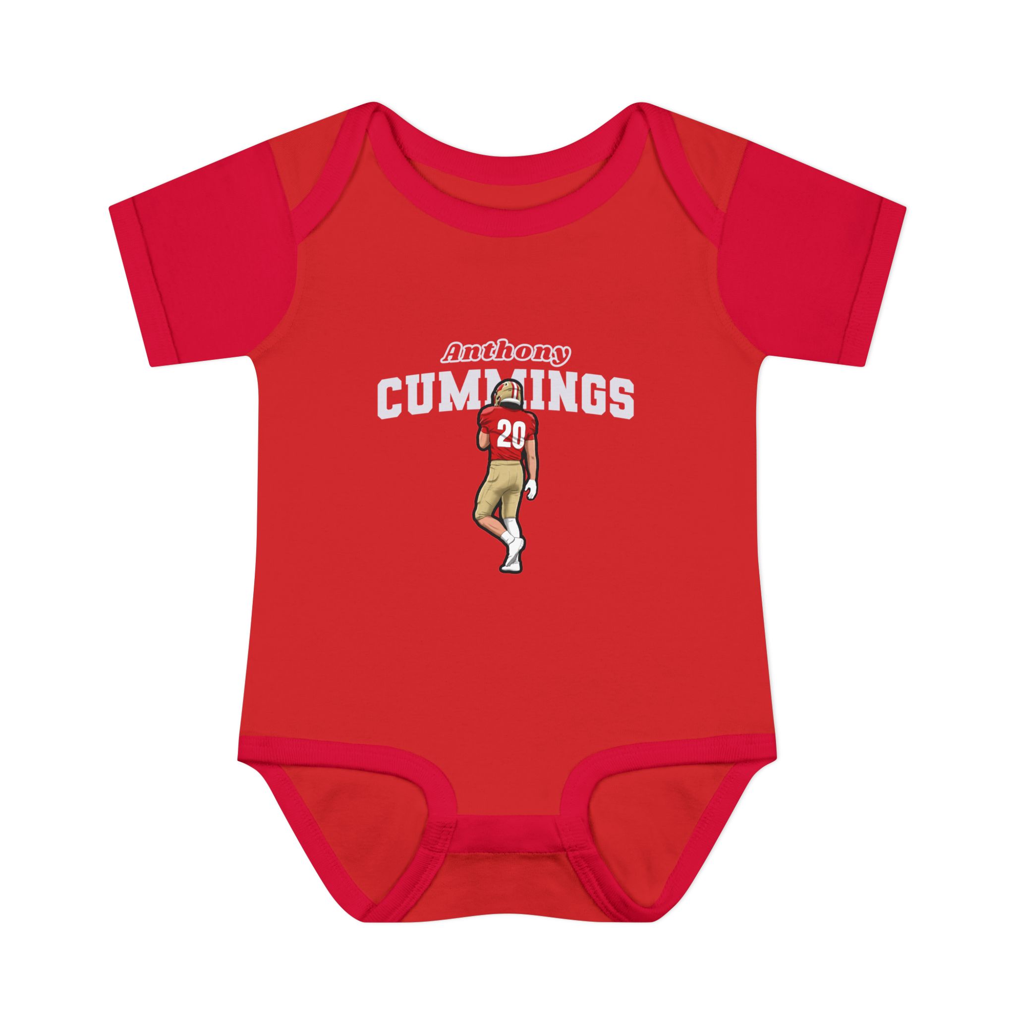 Baby Onesie — character_name_arch in Red