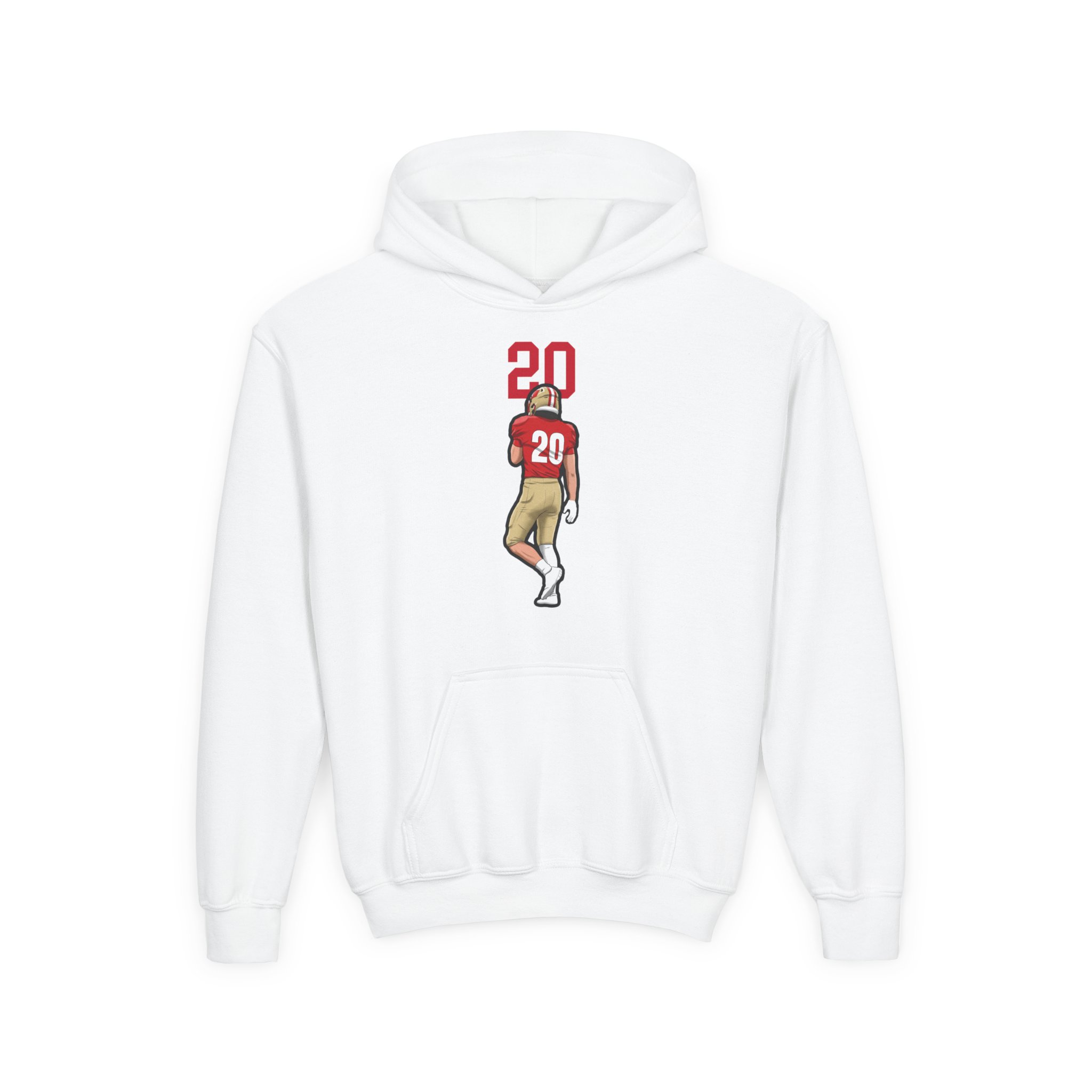 Youth Hoodie — character_number_top in White