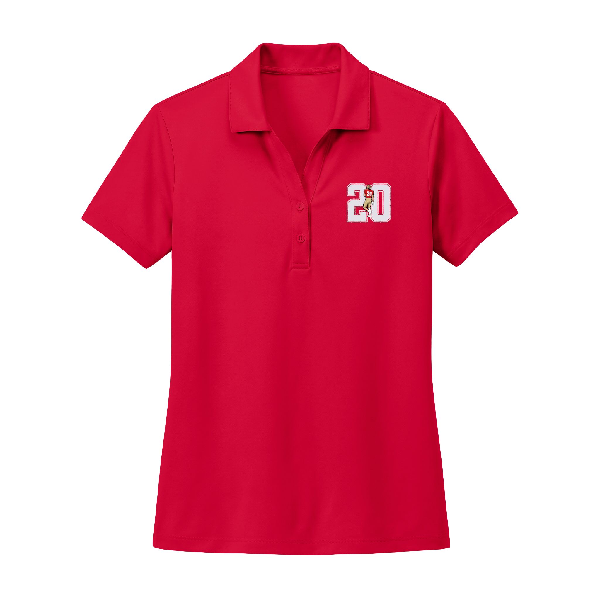 Women's Polo — character_number in Red