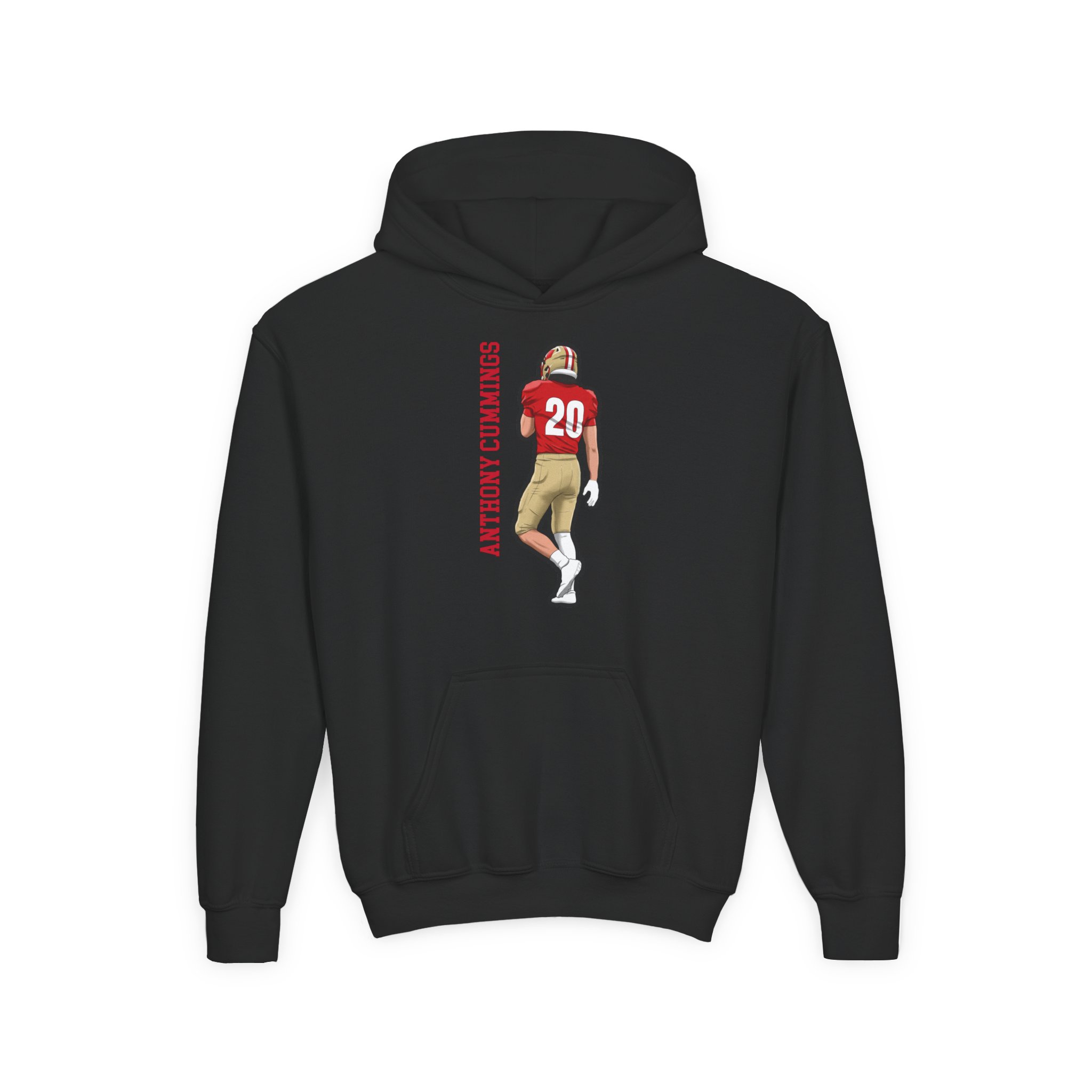 Youth Hoodie — character_name_vertical in Black