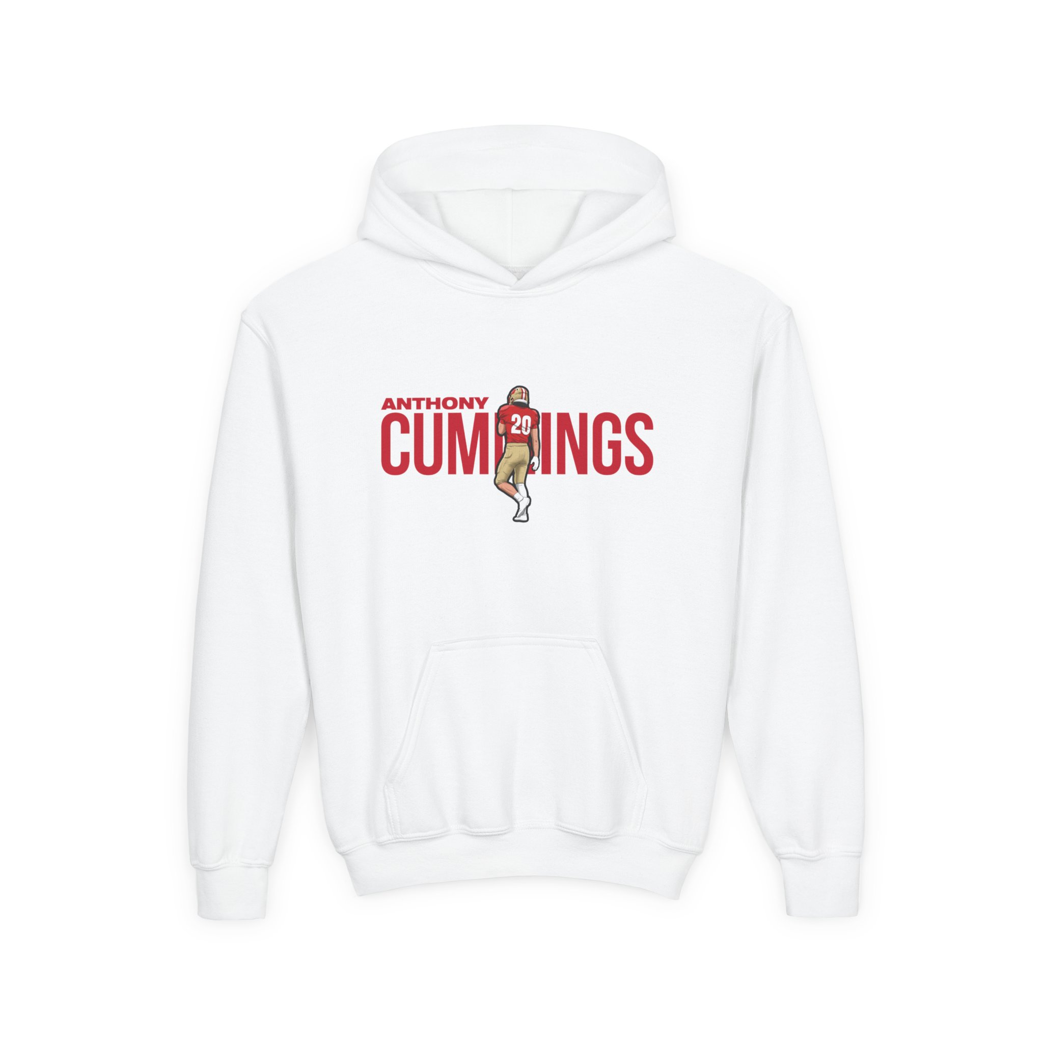 Youth Hoodie — character_player_name in White