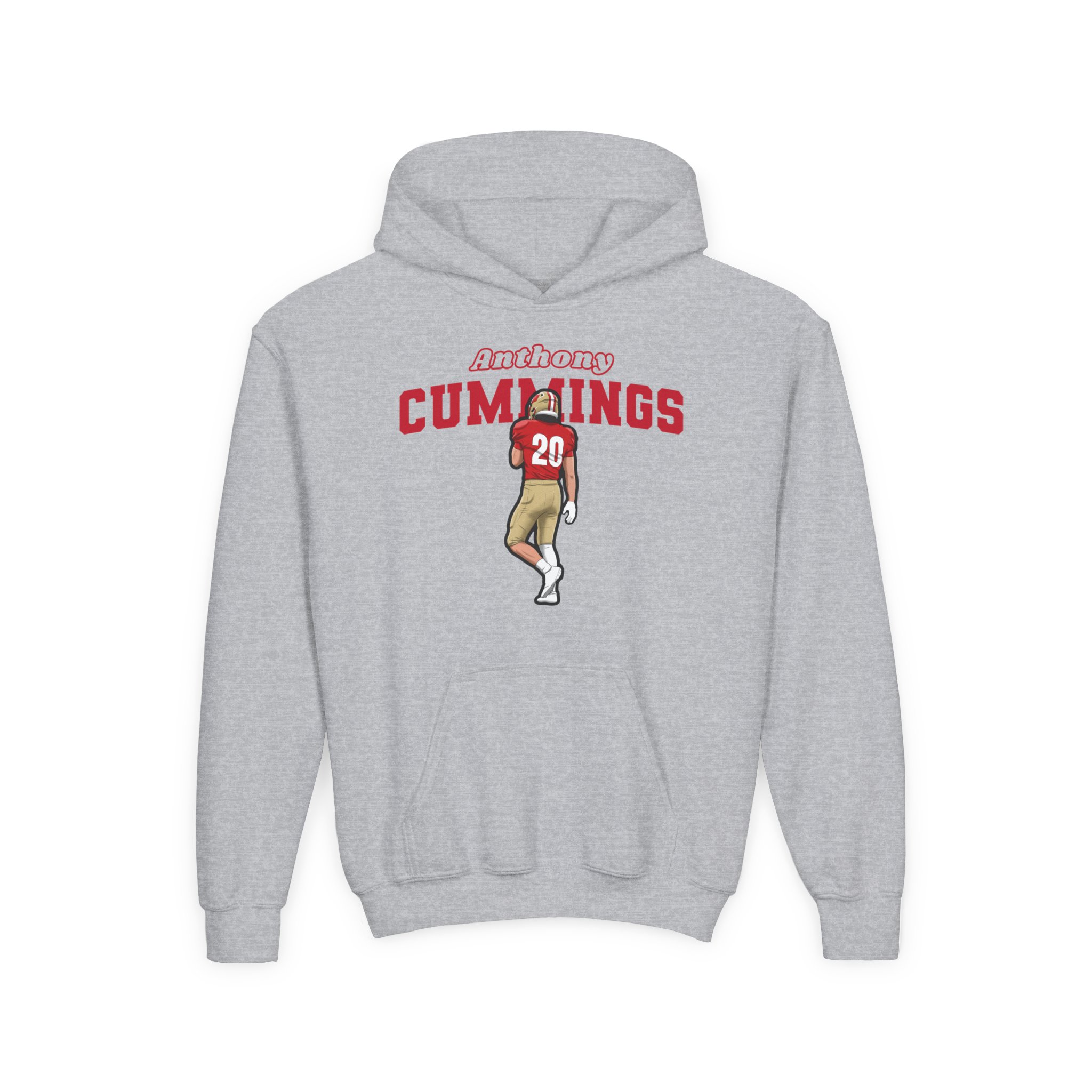 Youth Hoodie — character_name_arch in Grey