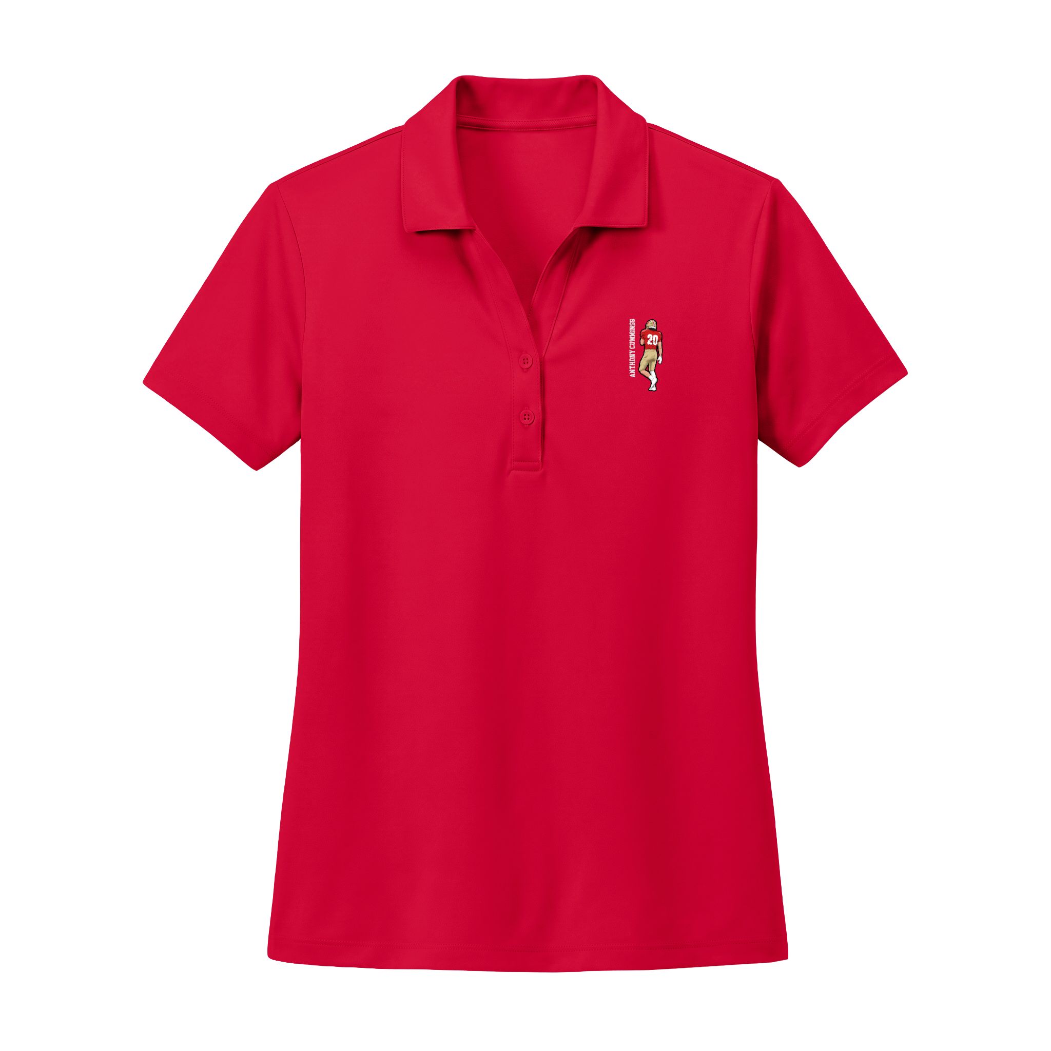 Women's Polo — character_name_vertical in Red