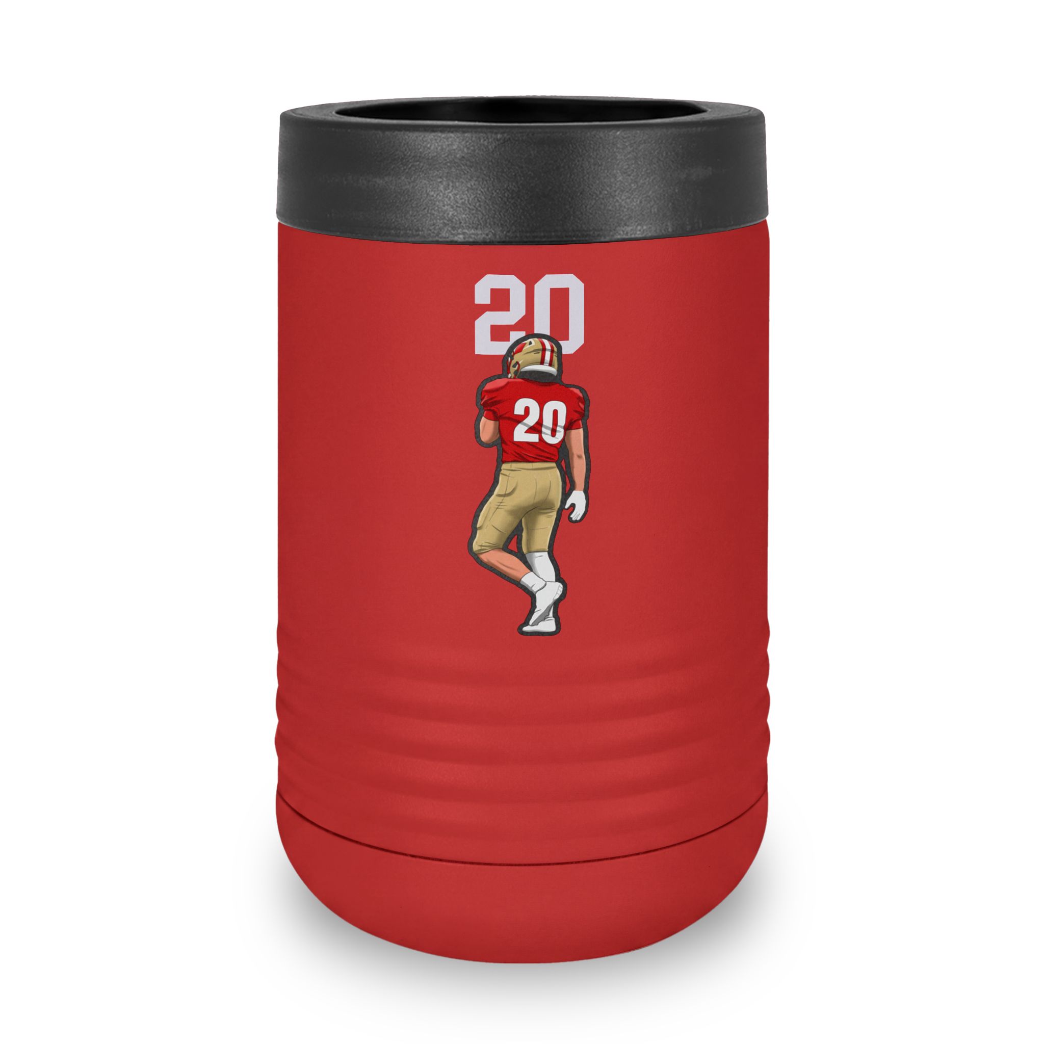 Stainless Can Cooler — character_number_top in Red