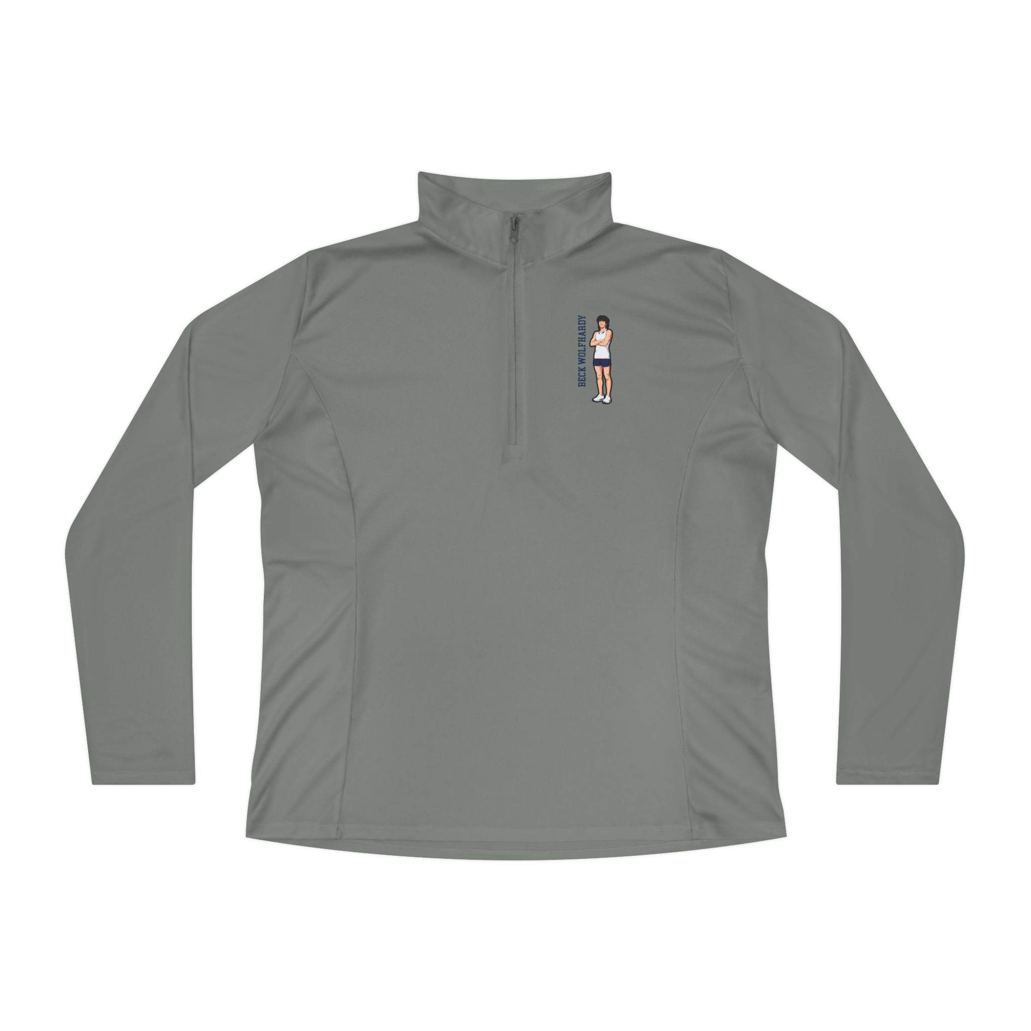Women's Q-Zip Pullover — character_name_vertical in Grey
