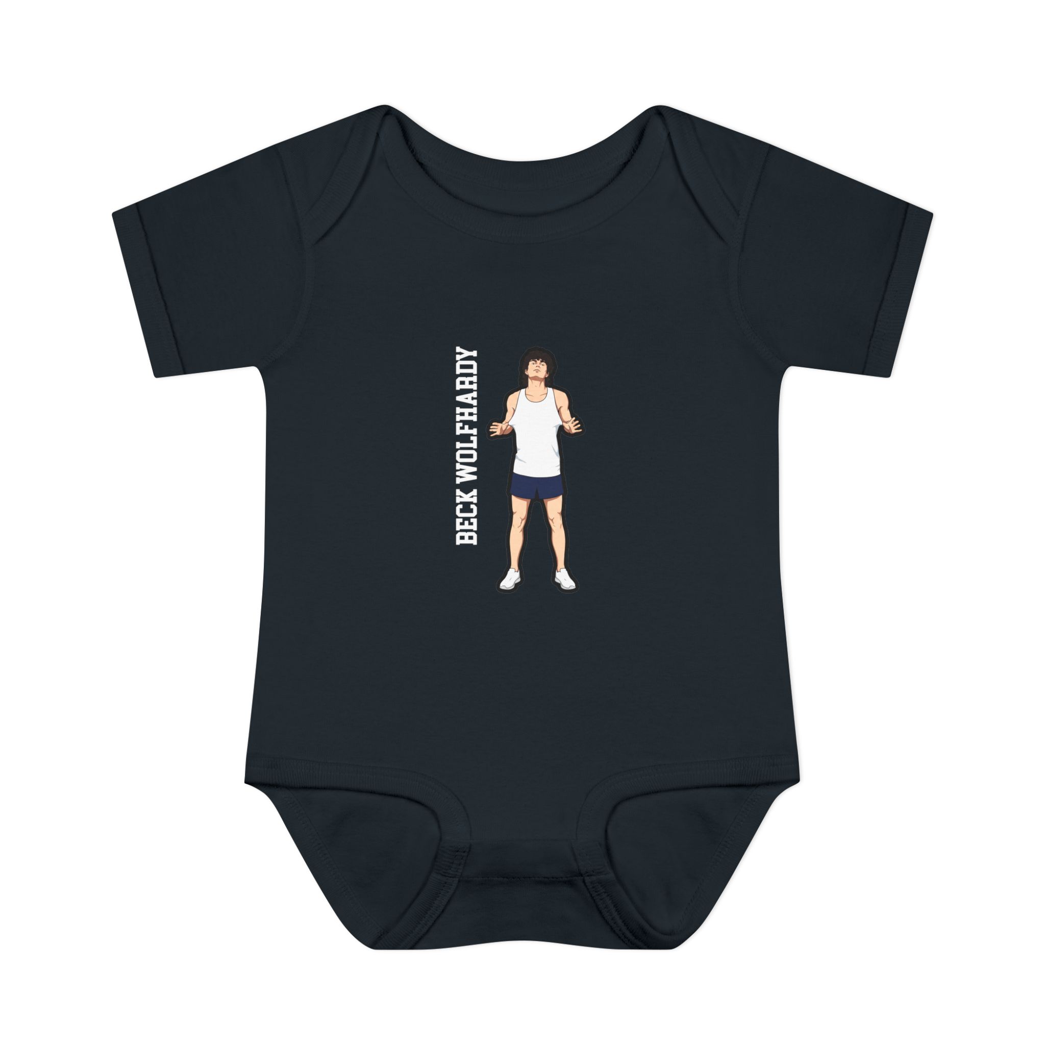 Baby Onesie — character_name_vertical in Black