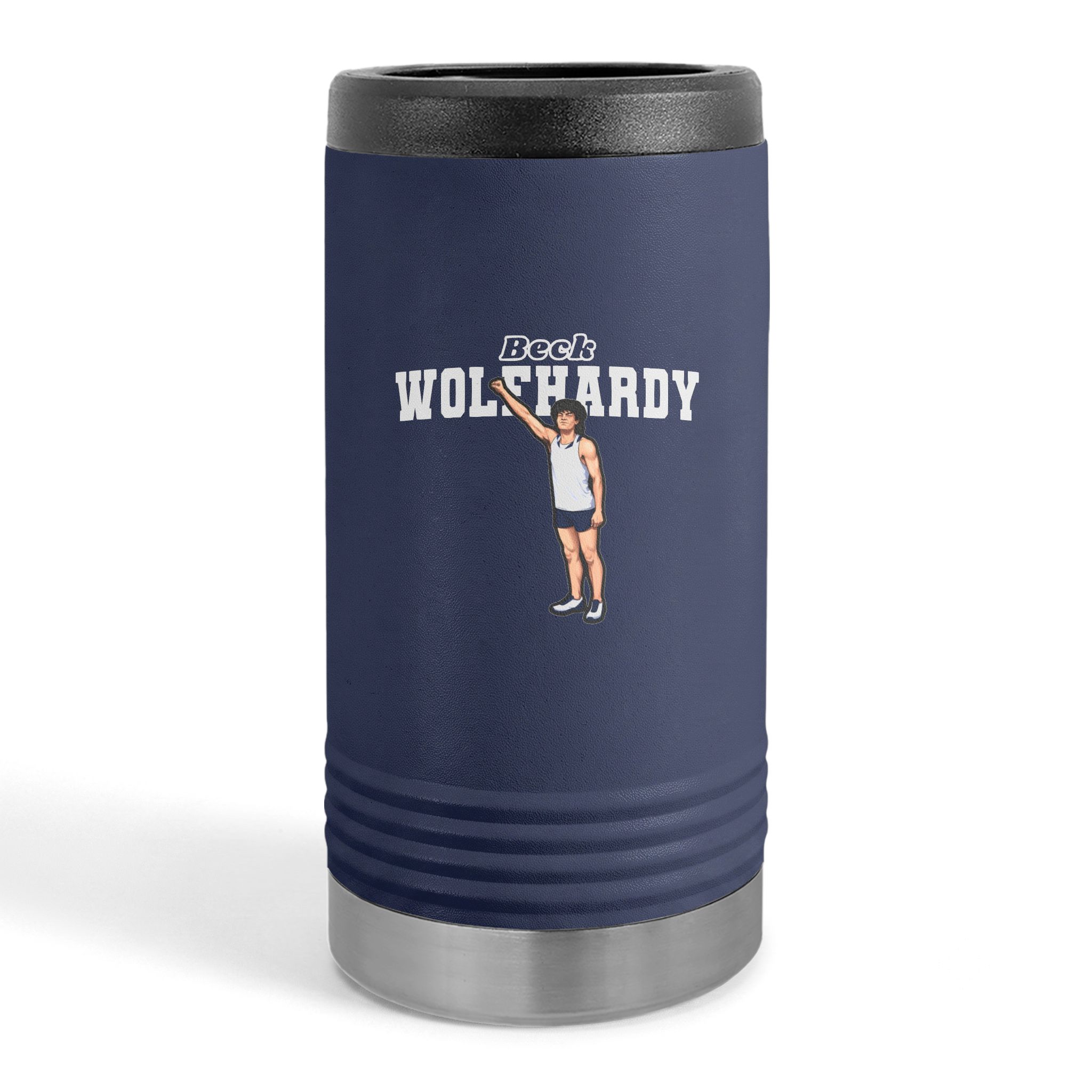 Slim Stainless Can Cooler — character_name_arch in Navy