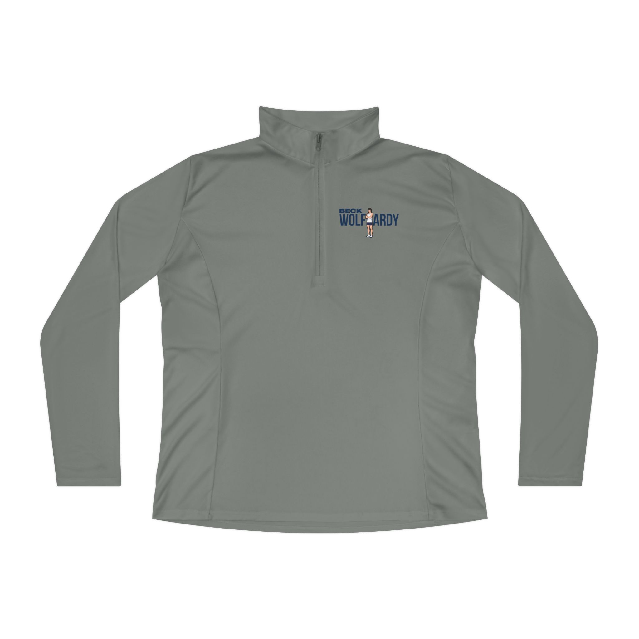 Women's Q-Zip Pullover — character_player_name in Grey