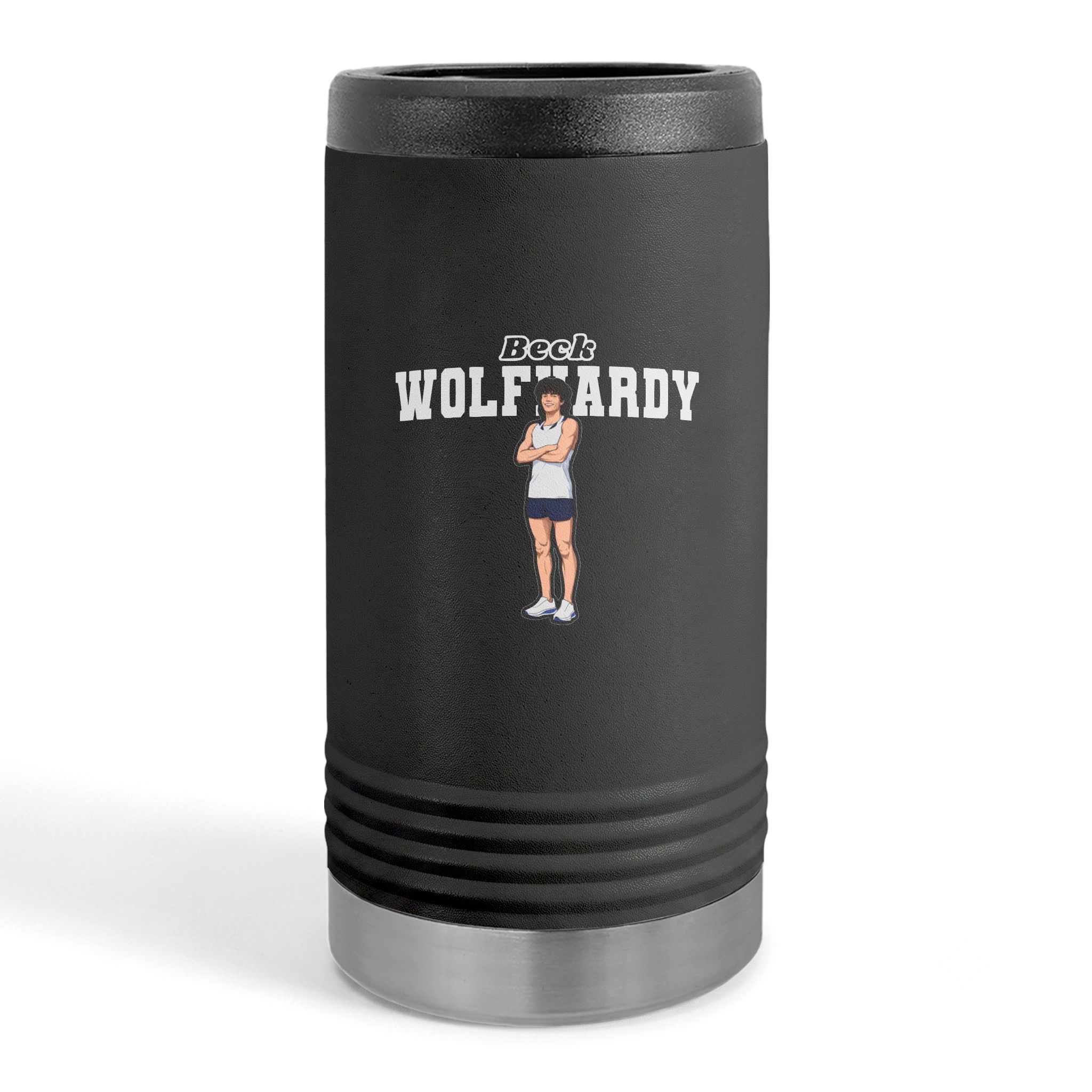 Slim Stainless Can Cooler — character_name_arch in Black