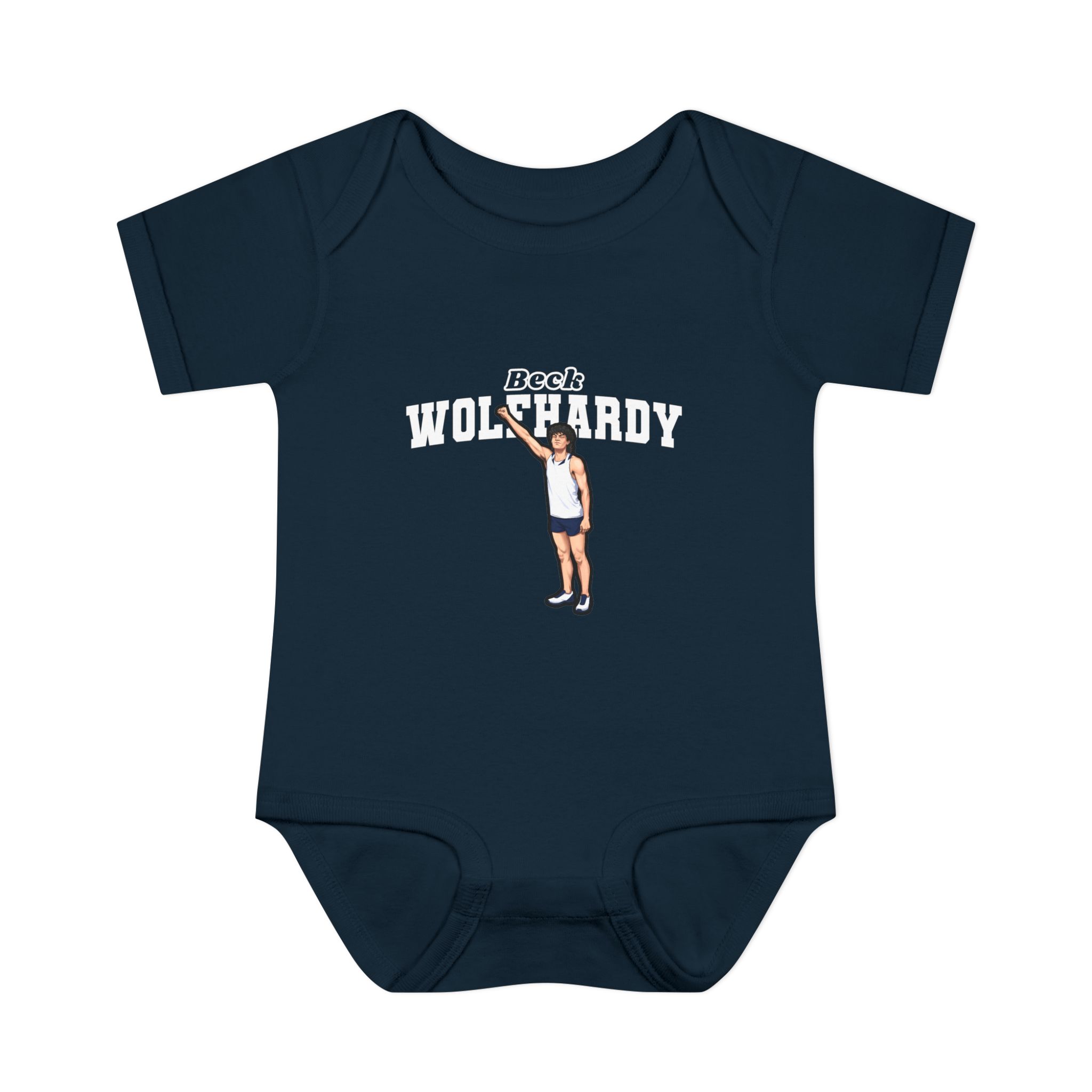 Baby Onesie — character_name_arch in Navy