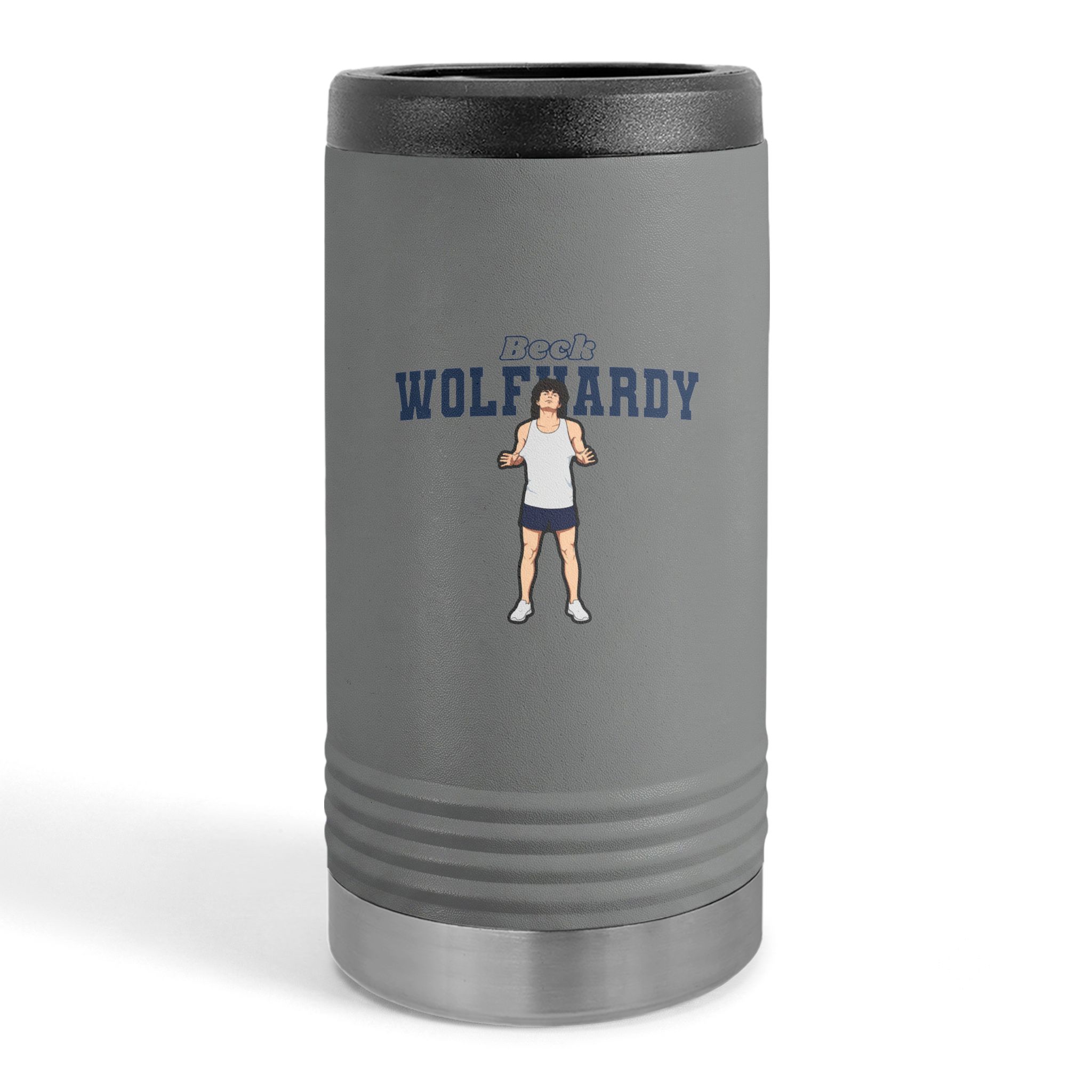Slim Stainless Can Cooler — character_name_arch in Grey