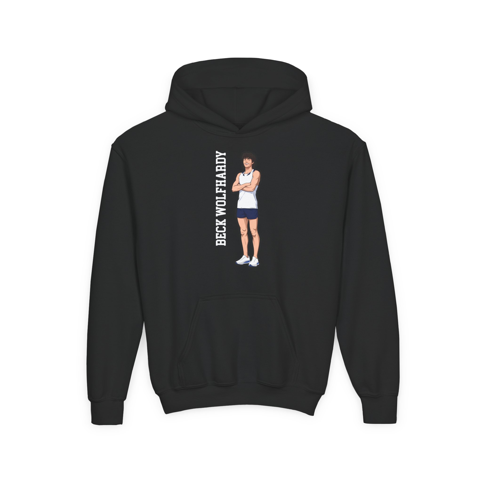 Youth Hoodie — character_name_vertical in Black