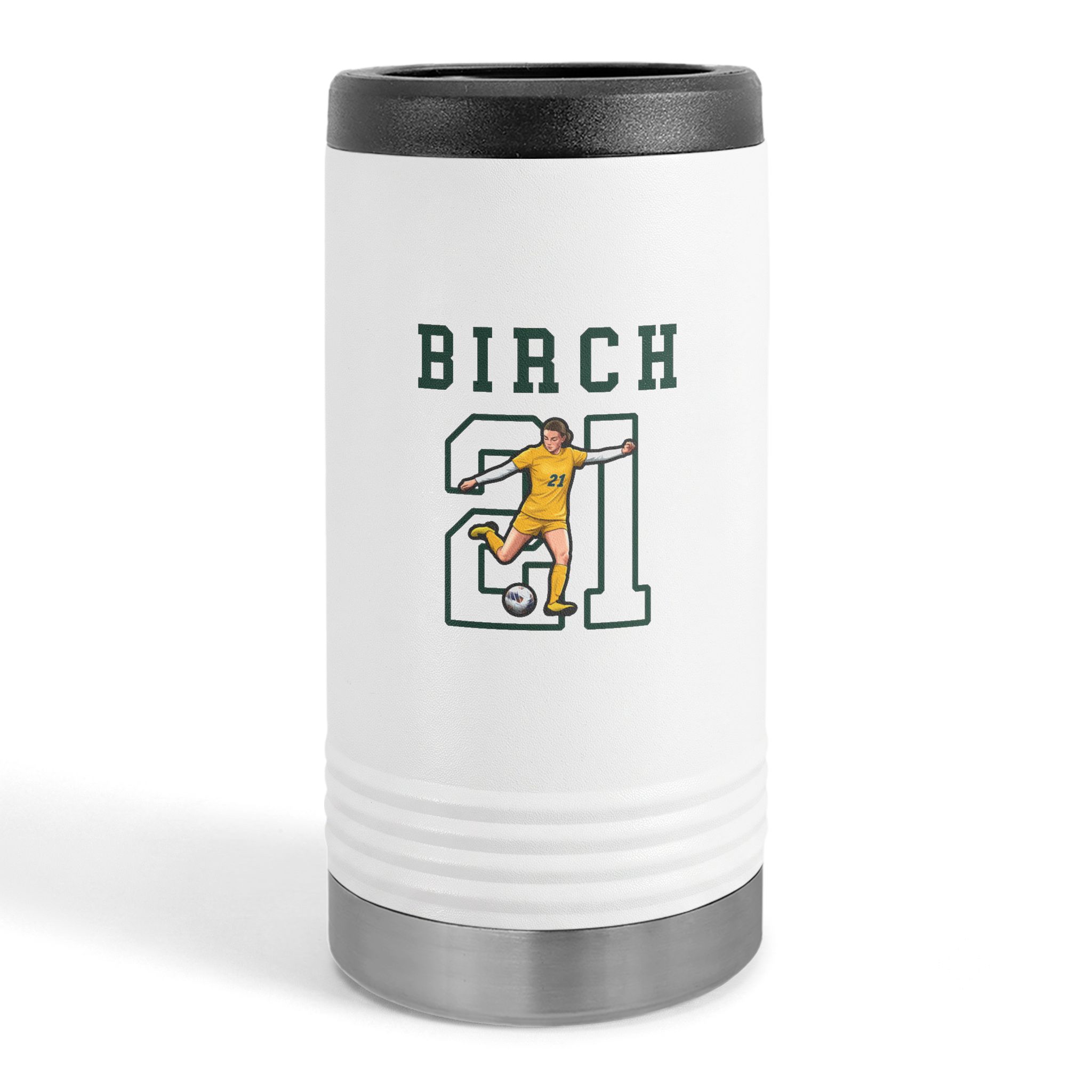 Slim Stainless Can Cooler — character_shirsey in White