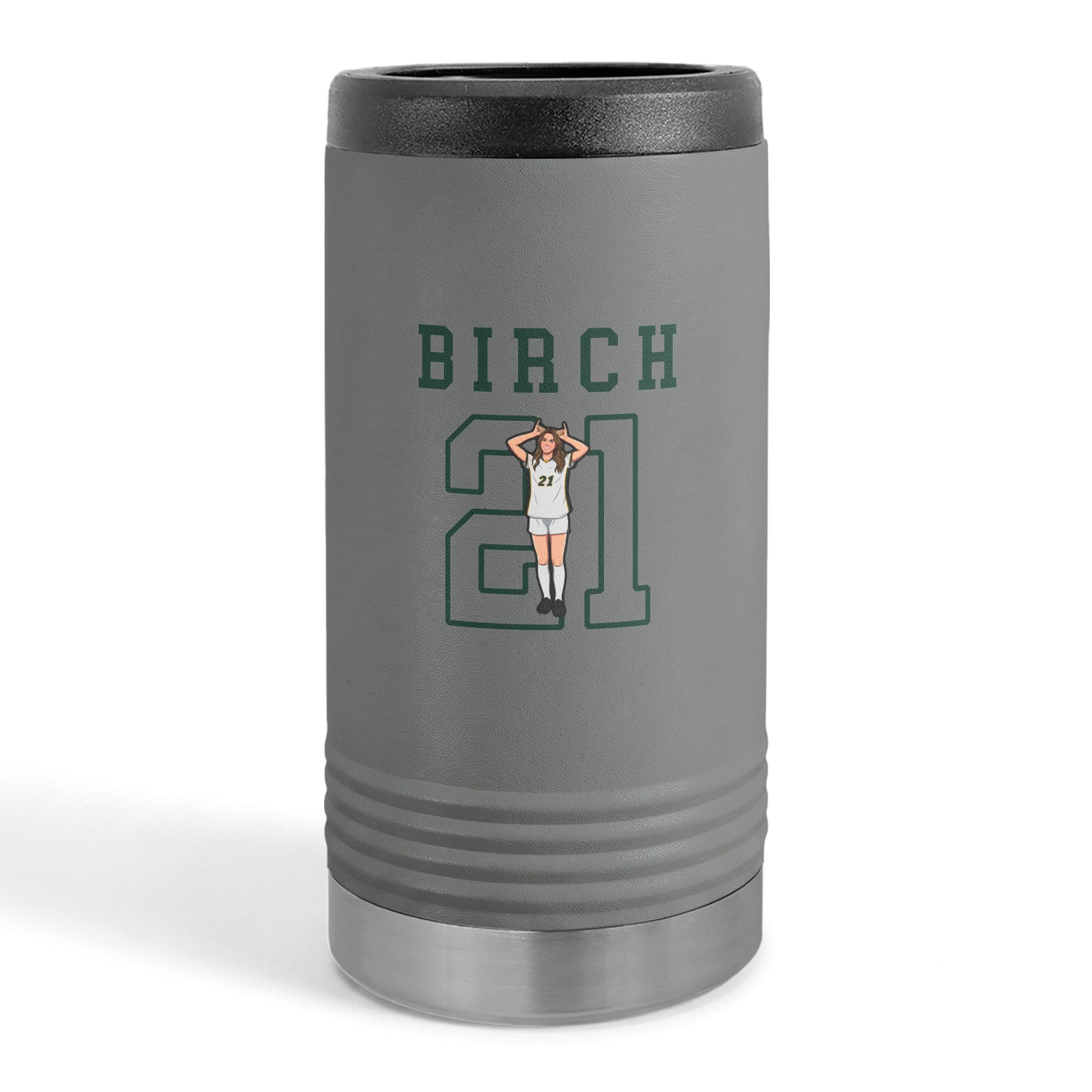 Slim Stainless Can Cooler — character_shirsey in Grey