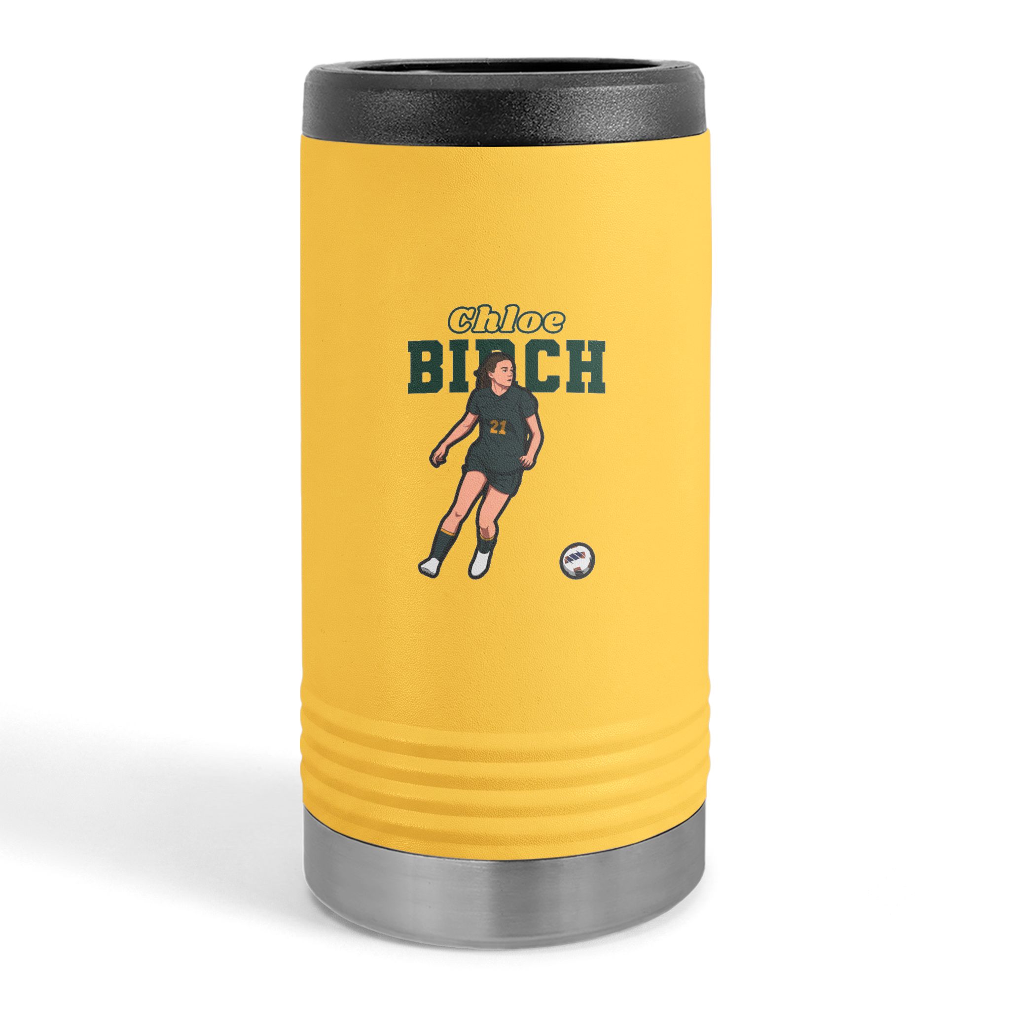Slim Stainless Can Cooler — character_name_arch in Yellow