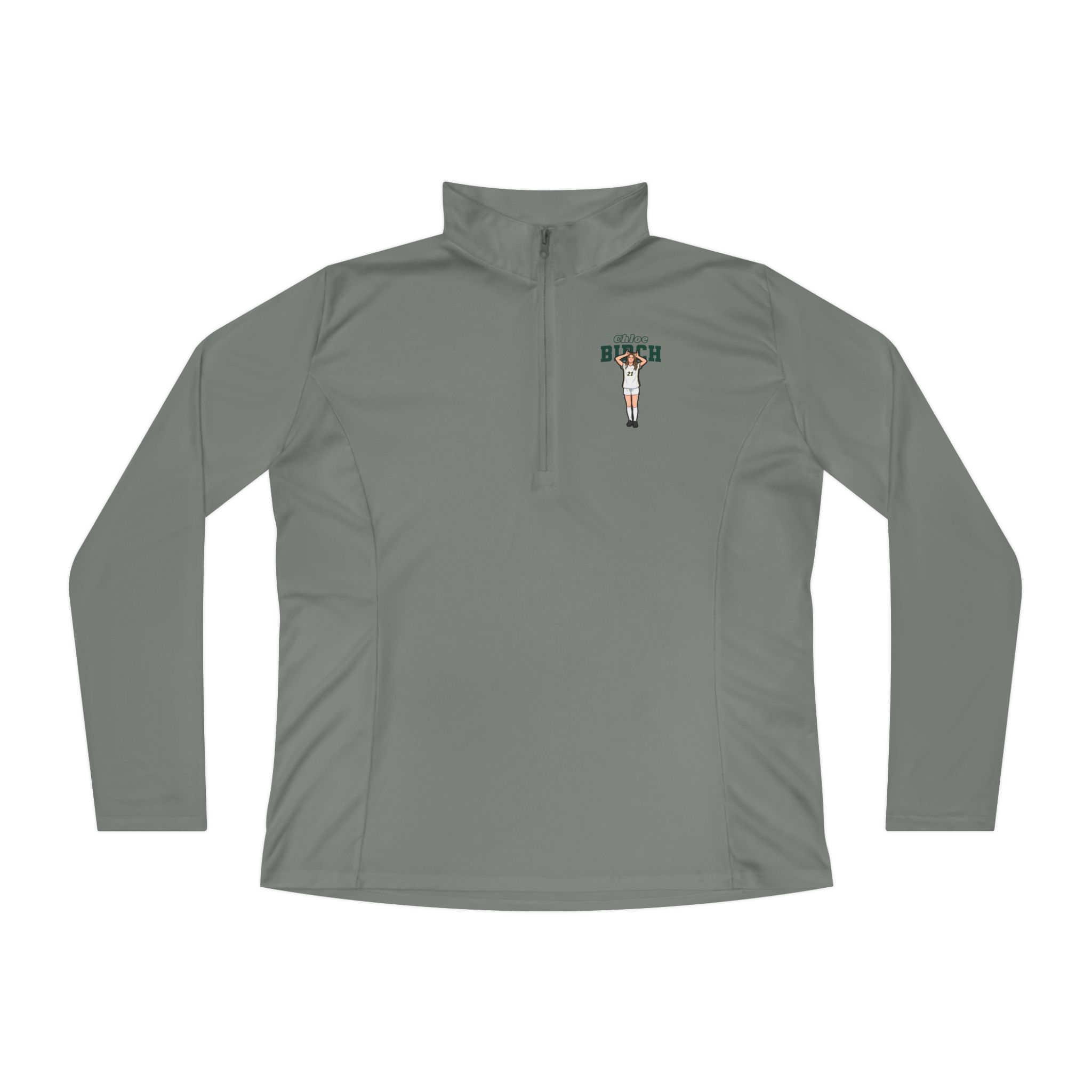Women's Q-Zip Pullover — character_name_arch in Grey