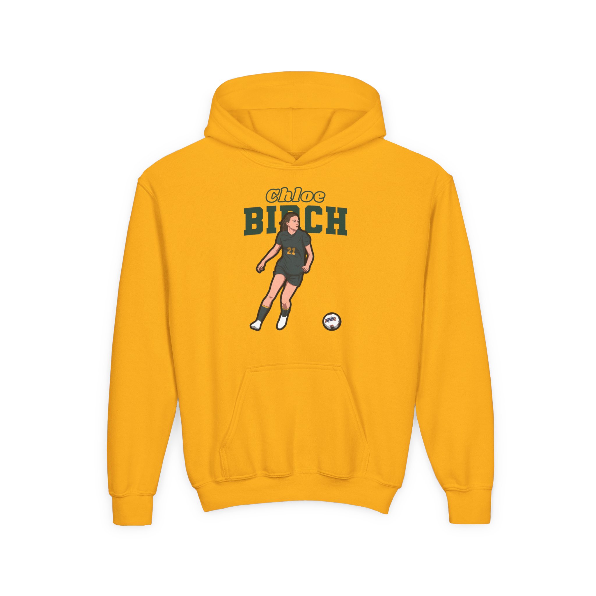 Youth Hoodie — character_name_arch in Gold