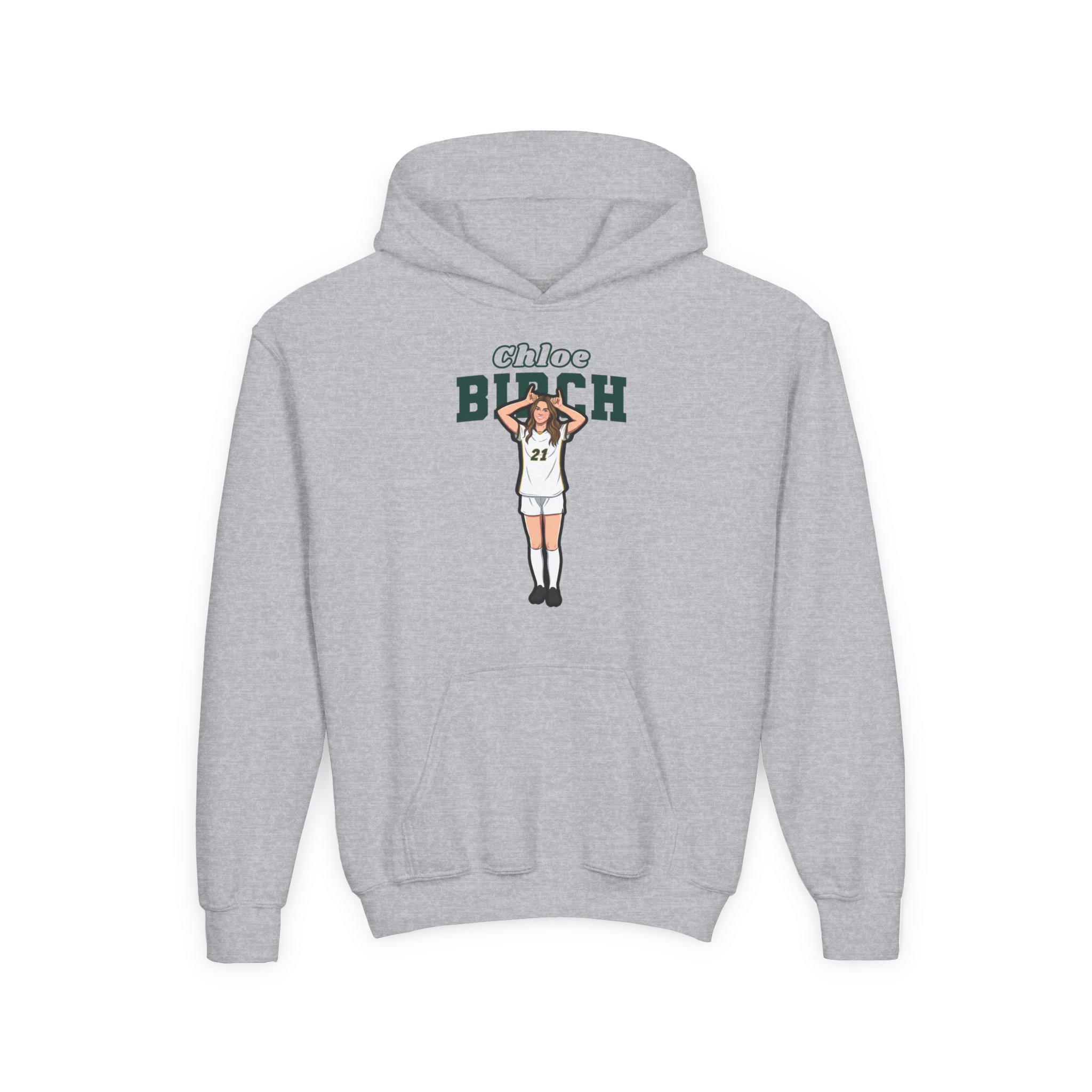 Youth Hoodie — character_name_arch in Grey