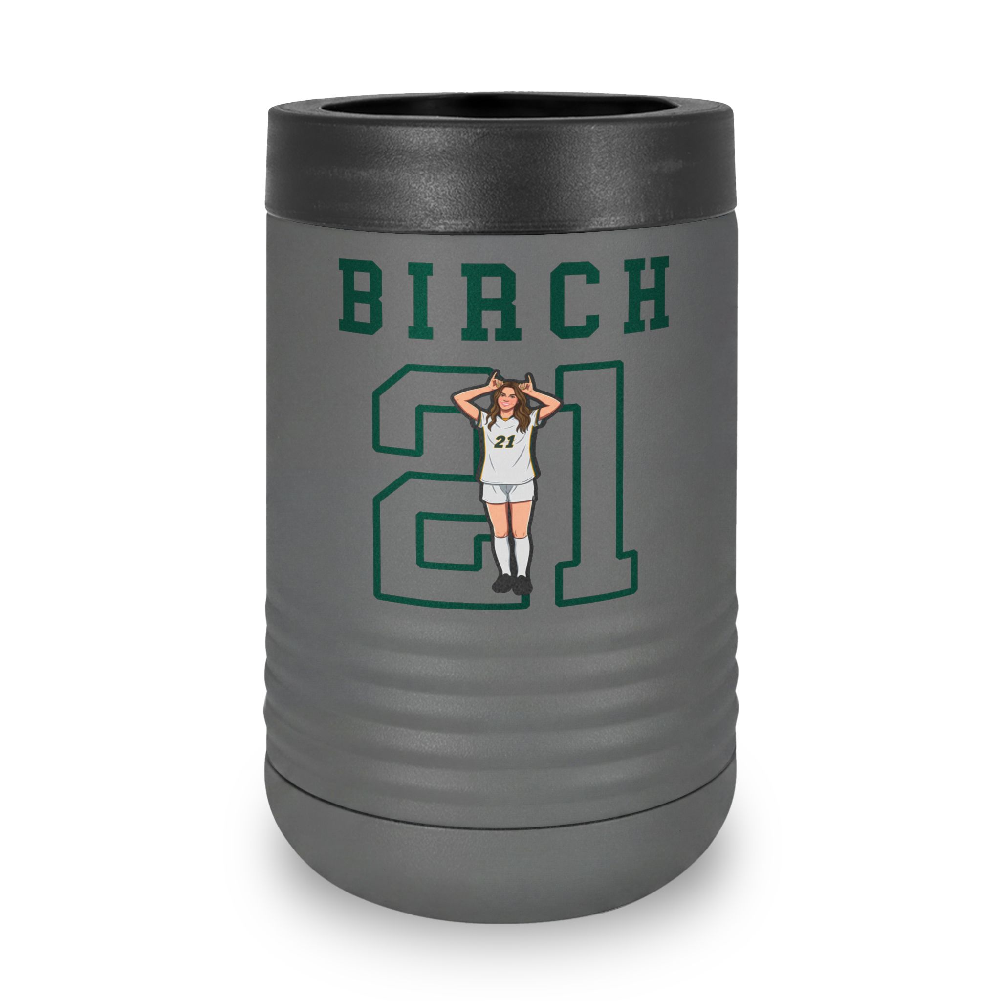Stainless Can Cooler — character_shirsey in Grey