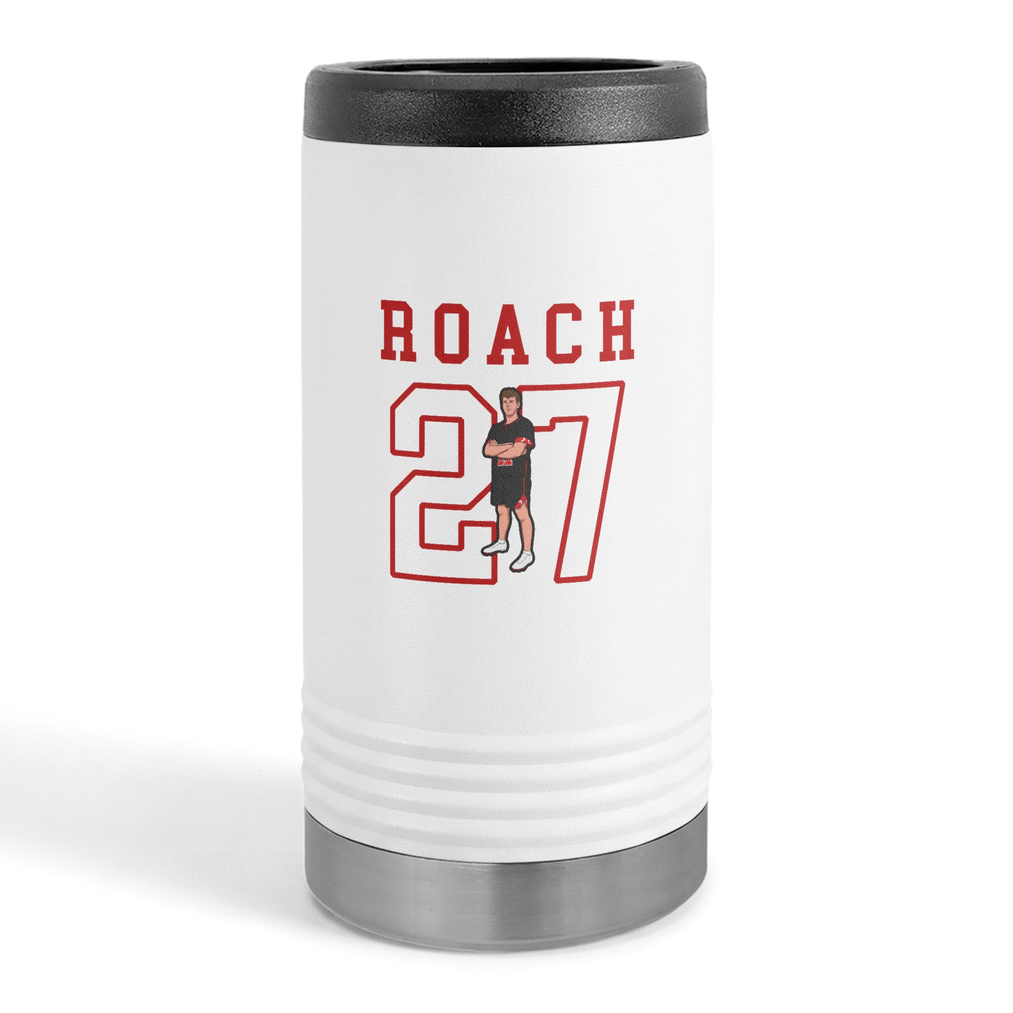 Slim Stainless Can Cooler — character_shirsey in White