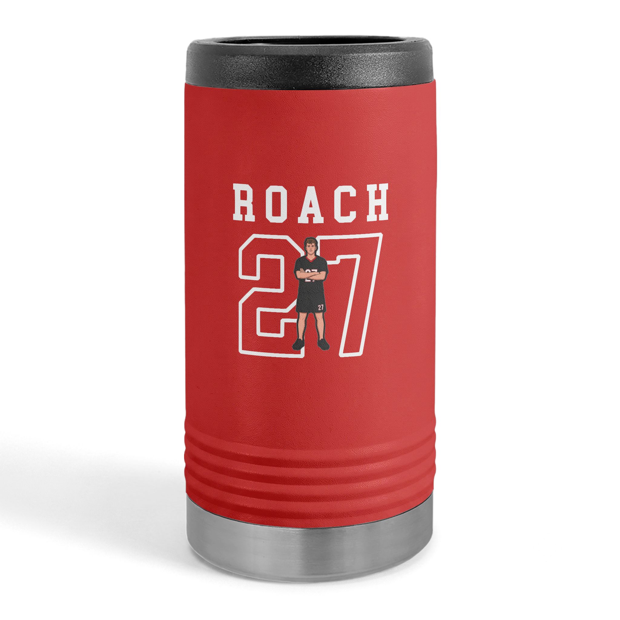 Slim Stainless Can Cooler — character_shirsey in Red