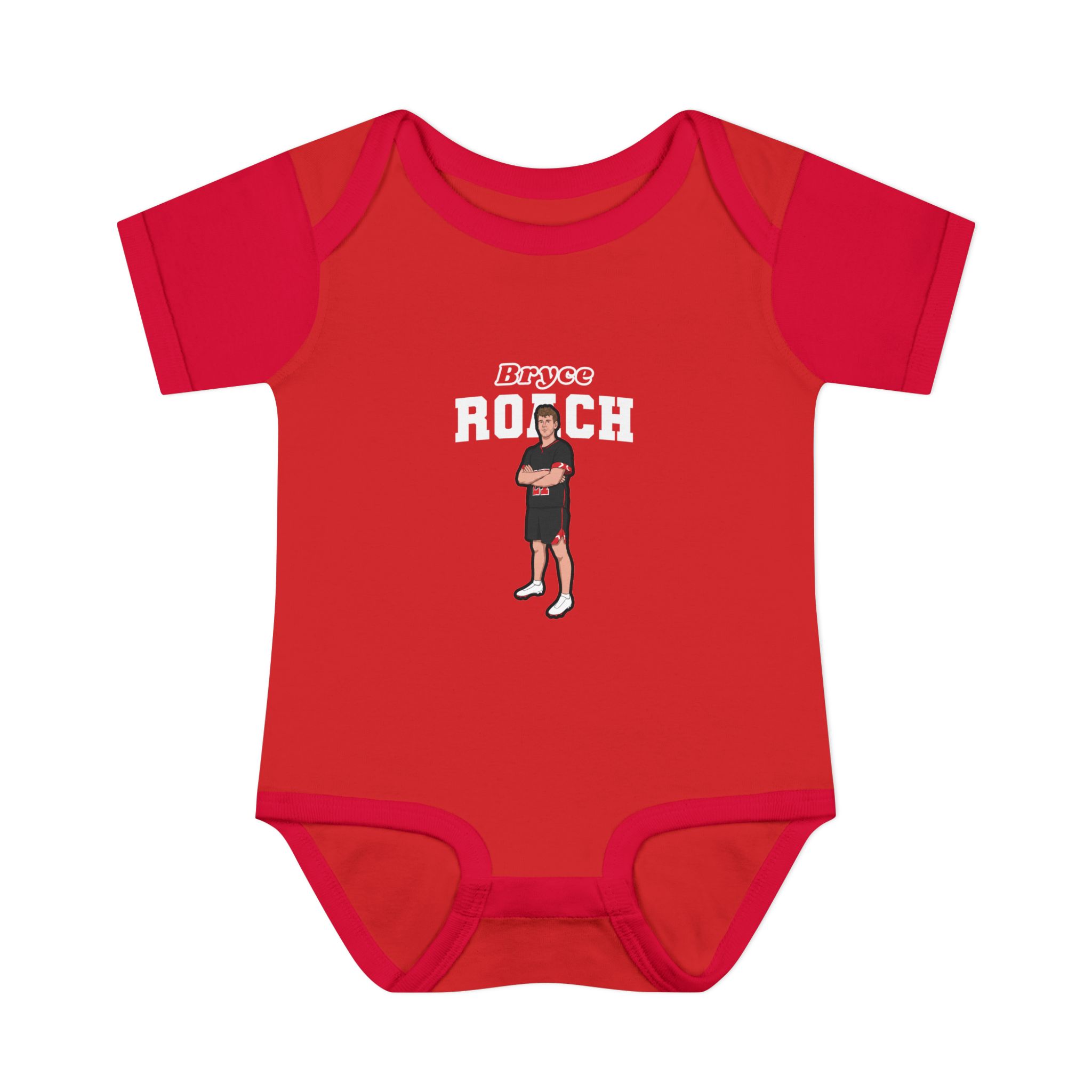 Baby Onesie — character_name_arch in Red