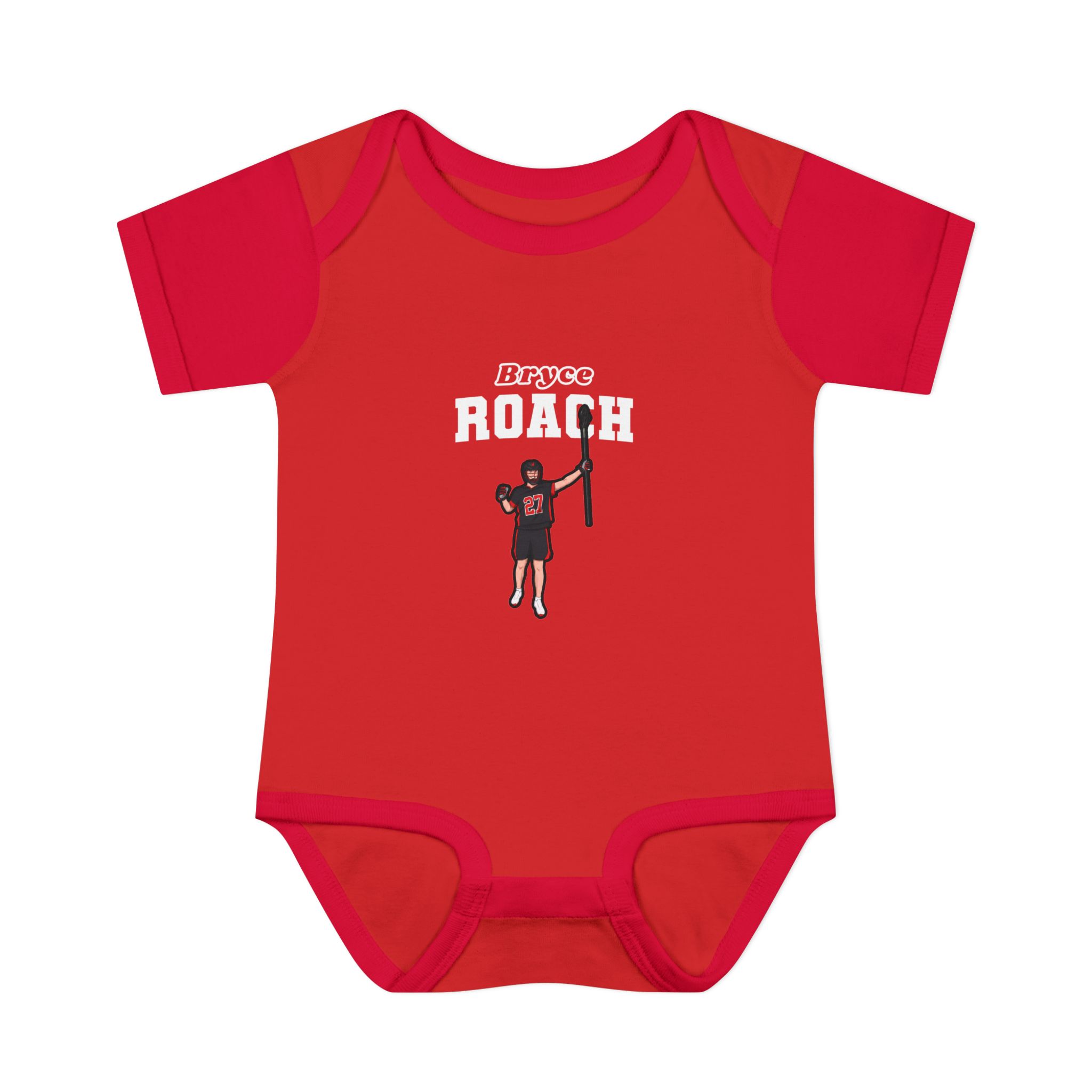 Baby Onesie — character_name_arch in Red