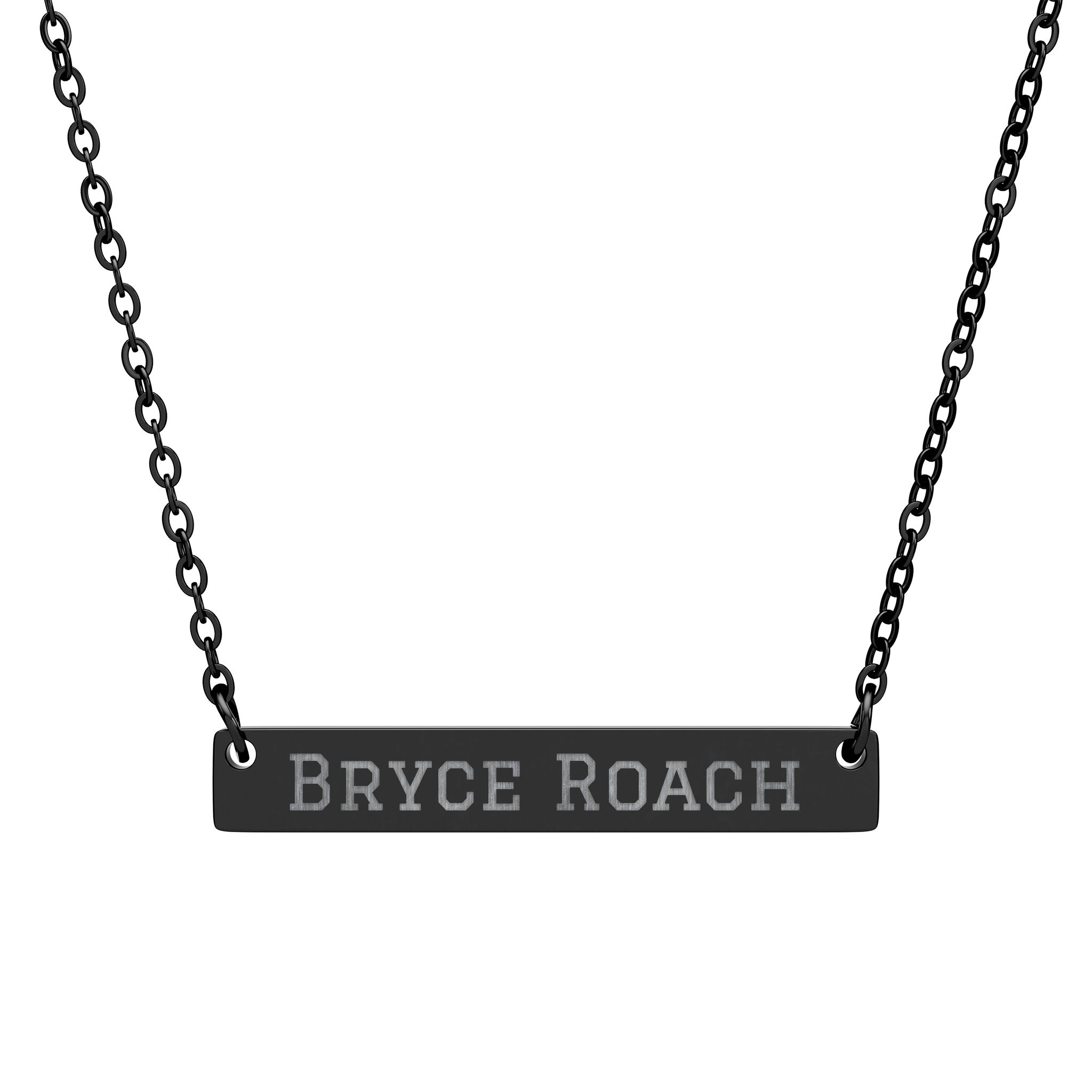 Engraved Bar Necklace — Classic in Black