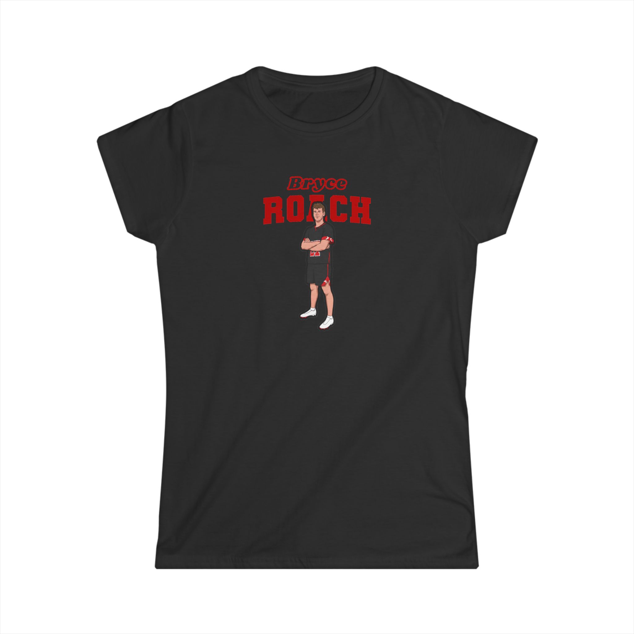 Women's Softstyle Tee — character_name_arch in Black