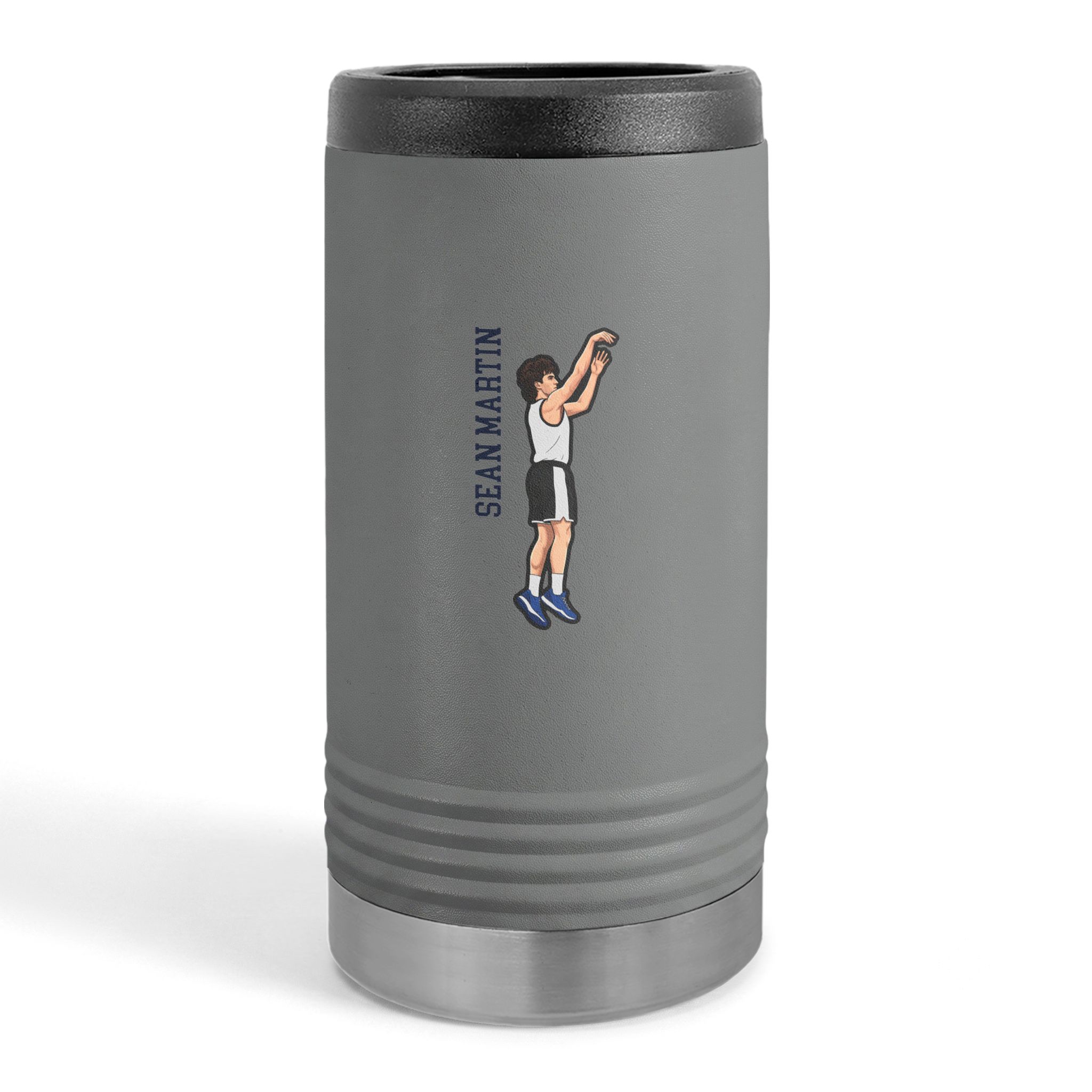 Slim Stainless Can Cooler — character_name_vertical in Grey