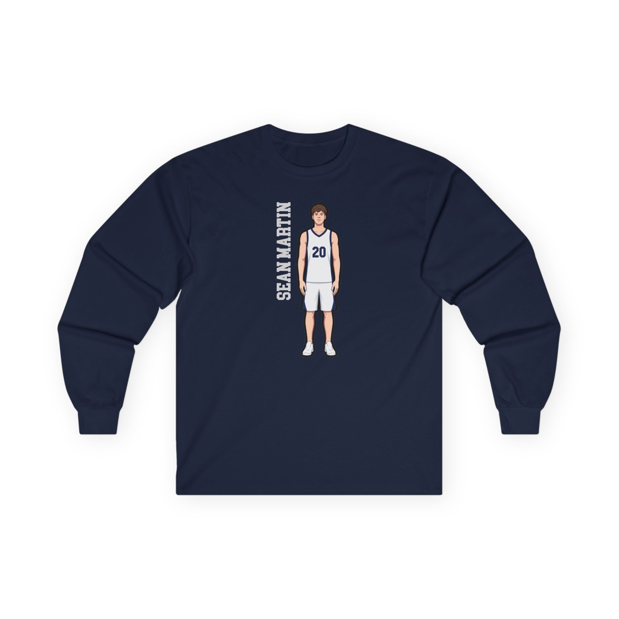 Long Sleeve Tee — character_name_vertical in Navy