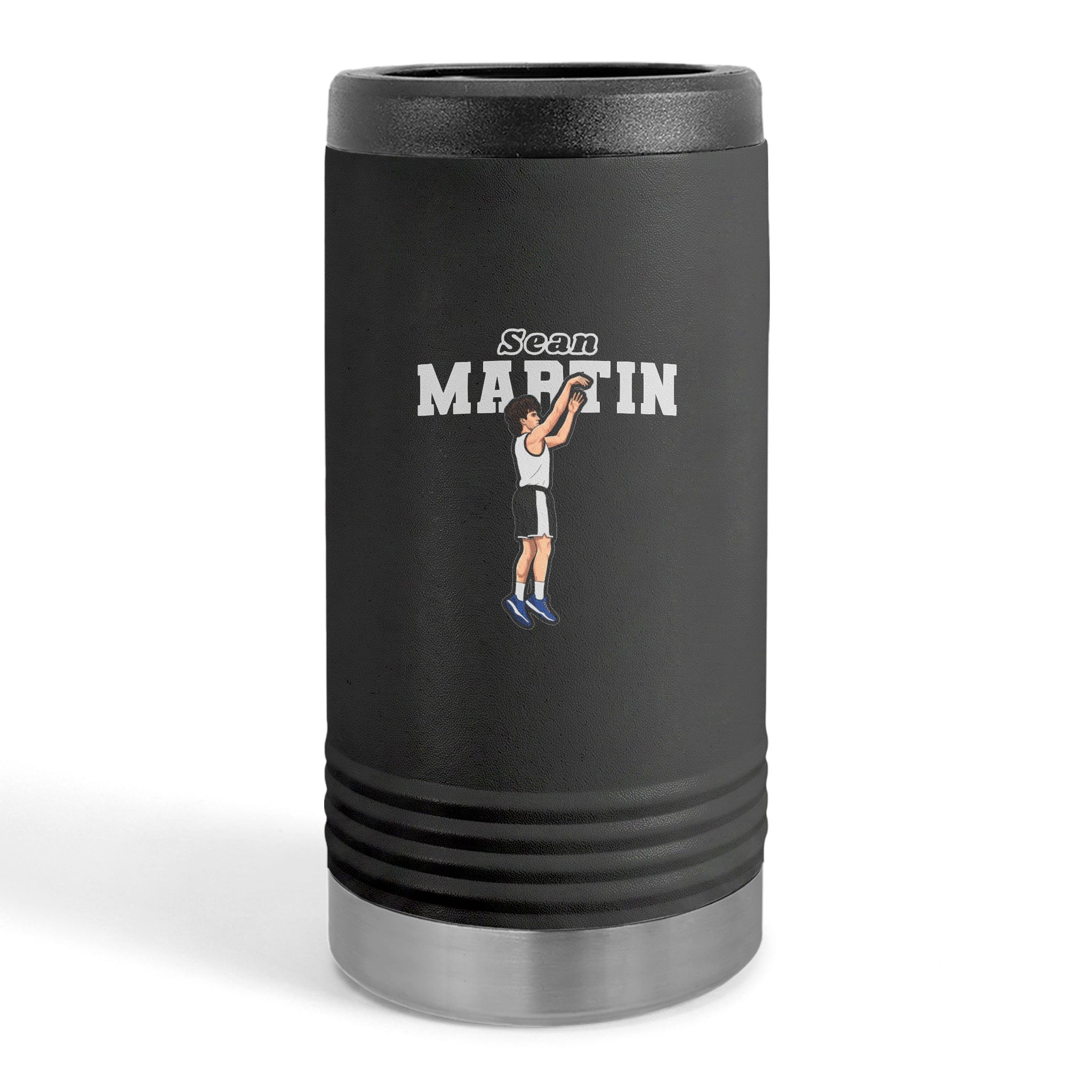 Slim Stainless Can Cooler — character_name_arch in Black