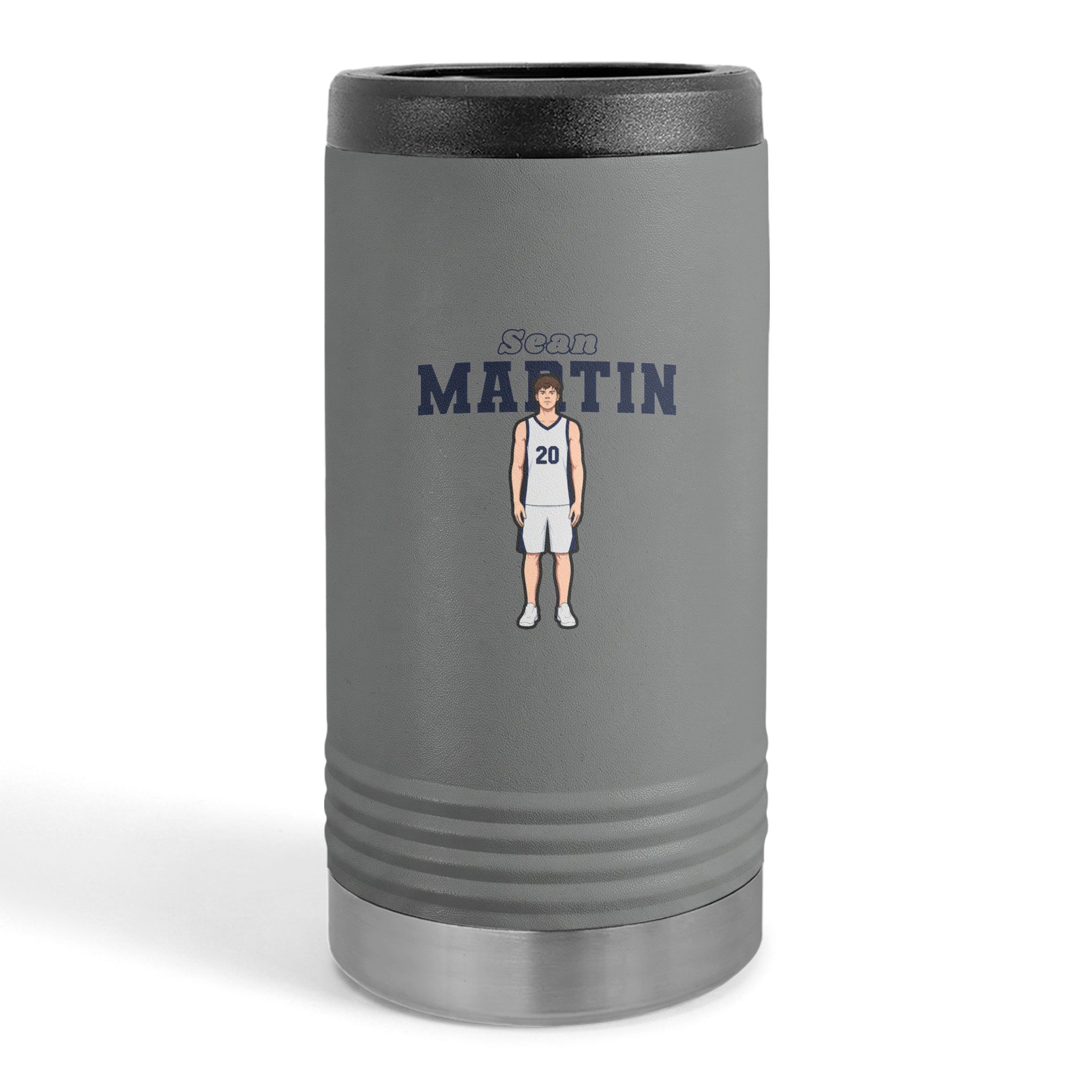 Slim Stainless Can Cooler — character_name_arch in Grey